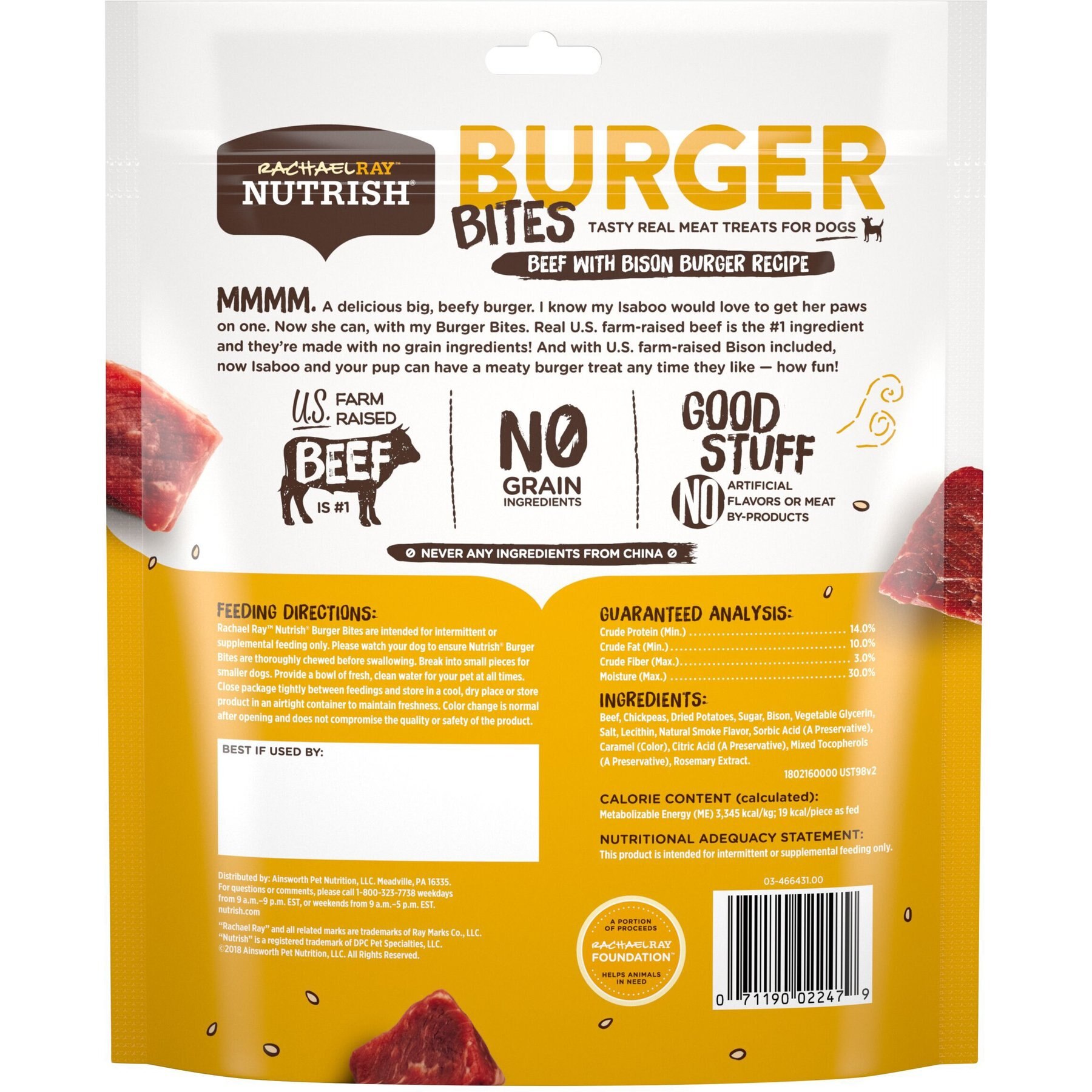 Rachael Ray Nutrish Burger Bites, Beef Burger with Bison Grain-Free Dog Treats