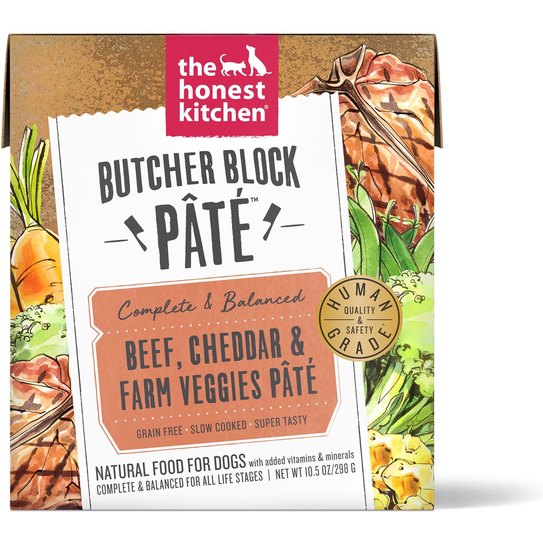 The Honest Kitchen Butcher Block Pate Beef, Cheddar & Farm Veggies Pate Wet Dog Food