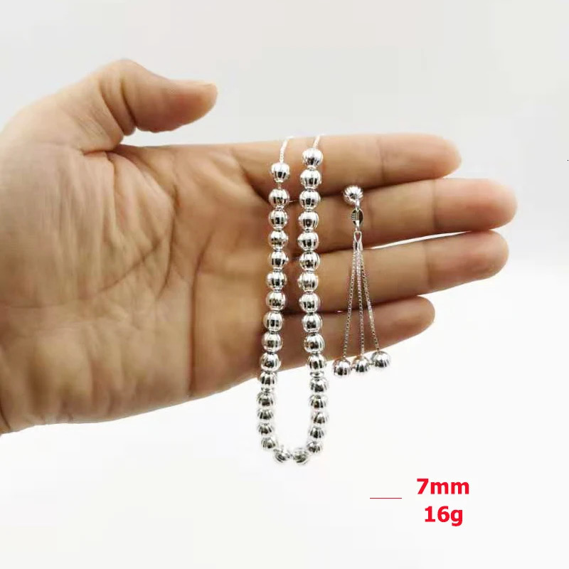 100% Real 925 sterling silvers Tasbih pure silvers Rosary 33beads Muslim bracelet islamic Ramadan Eid gift turky Jewelry 240408