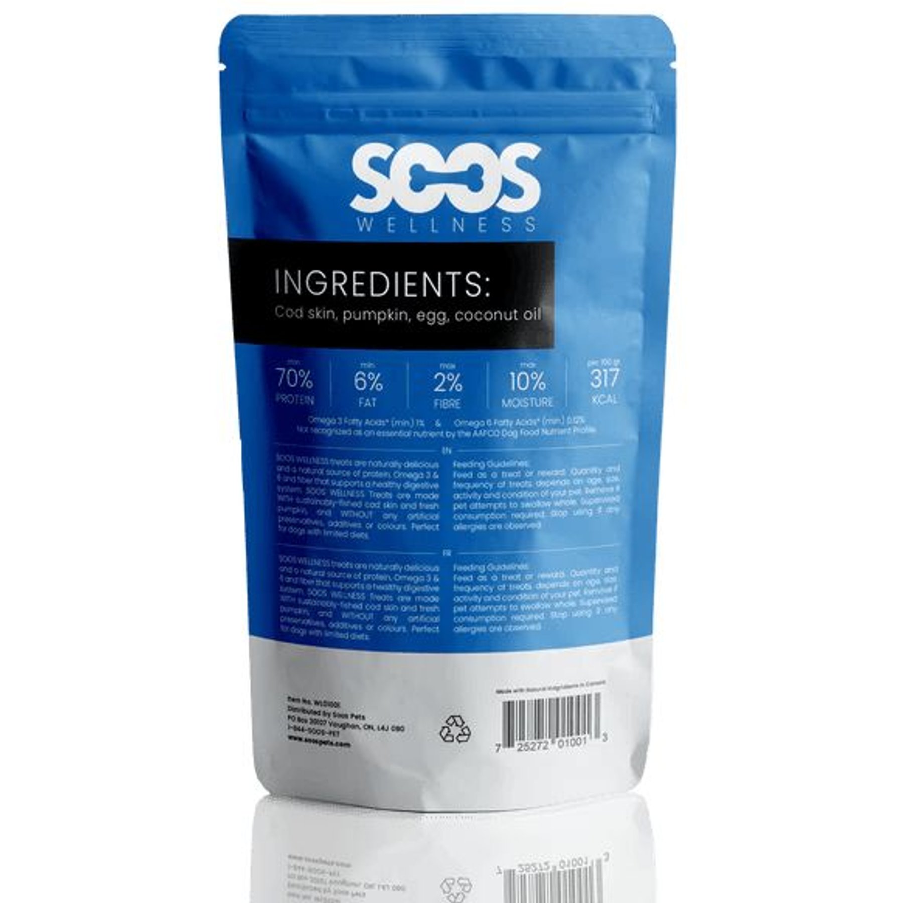 Soos Wellness Cod & Pumpkin Jerky Dog Treats, 3-oz bag