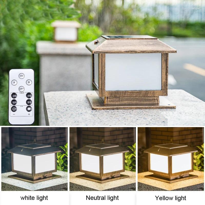 Lamps Wall LED Solar Column Head Light Control Home Courtyard Waterproof Outdoor Villa Garden Warm Retro Decorative Lamp