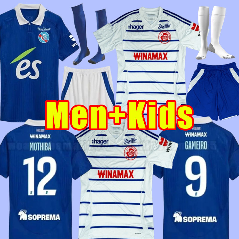 2024 2025 Strasbourg Soccer jerseys Hommes Enfants 24 25 maillot de foot GAMEIRO THOMASSON LIENARD MOTHIBA SISSOKO STORCKI ZEMZEMI Men Kids Football Shirts