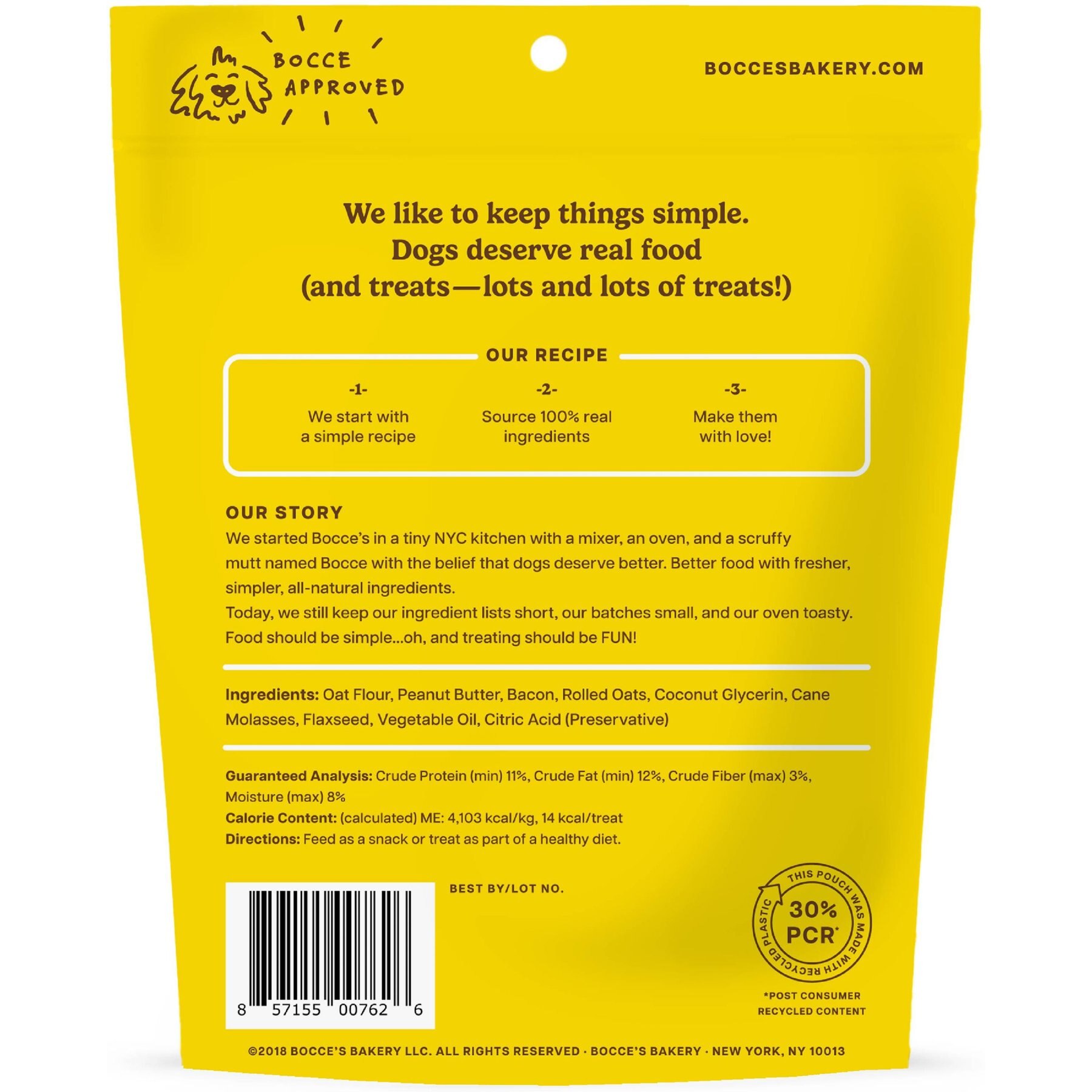 Bocce's Bakery Bac'n Nutty PB & Bacon Recipe Soft & Chewy Dog Treats