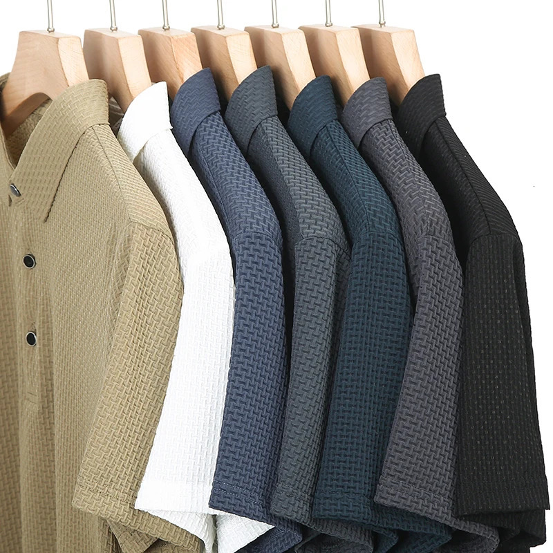 -VIP Link2 Asian Sizes Golf shirt Summer Mens Lop-up Hollow Short-sleeved Polo Shirt Ice Silk 240420