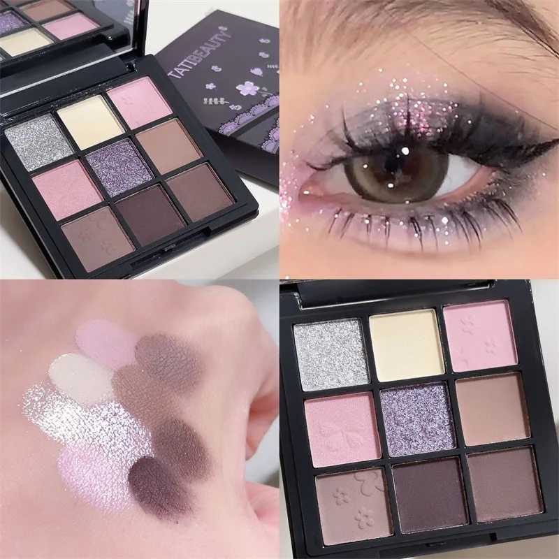 9 Color Smokey Shimmer Eyeshadow Matte Glitter Palette Sequin Eye Shadow Makeup Palette Cool Toned Gray Black Eye Pigment PaletteXJ250520