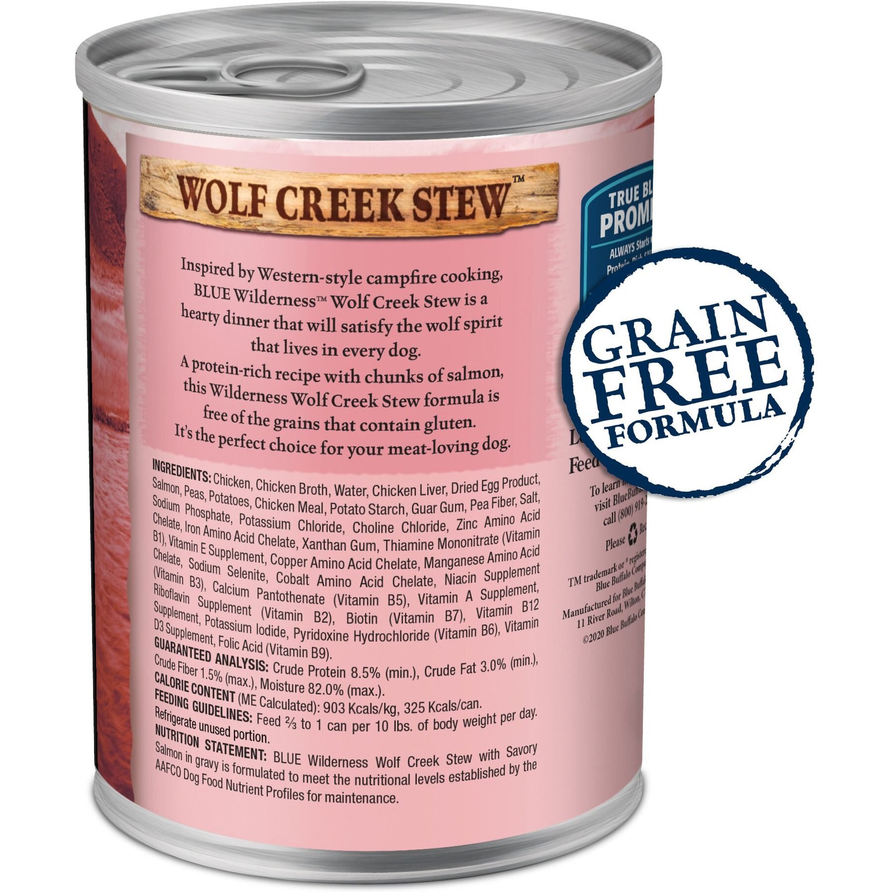 Blue Buffalo Wilderness Wolf Creek Stew Savory Salmon Stew Grain-Free Adult Canned Dog Food