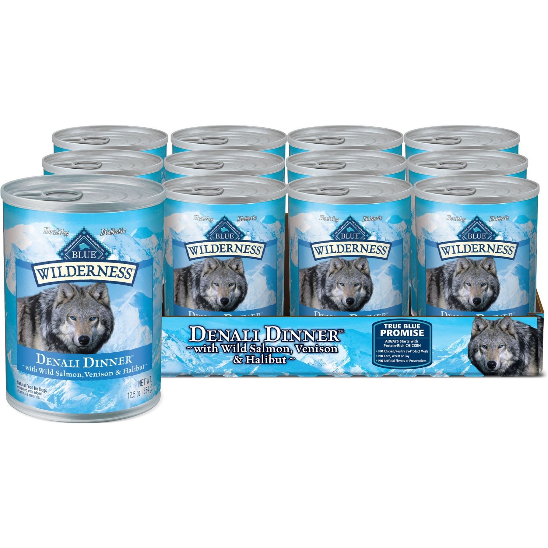Blue Buffalo Wilderness Denali Dinner High-Protein & Grain-Free Wild Salmon, Venison & Halibut Wet Dog Food