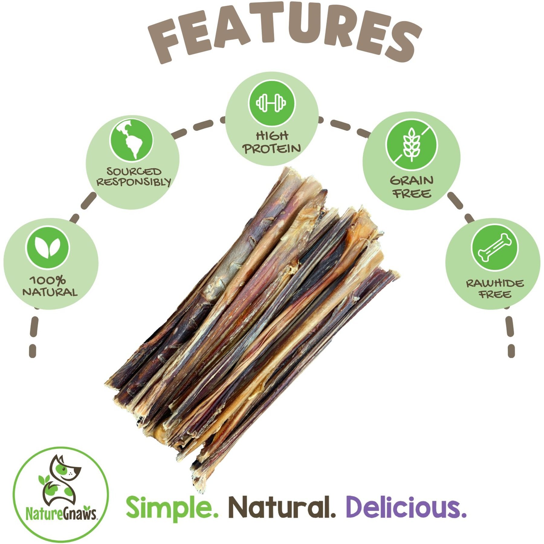 Nature Gnaws 5 to 6-in Extra Thin Pork Bully Sticks Dog Chew Treats