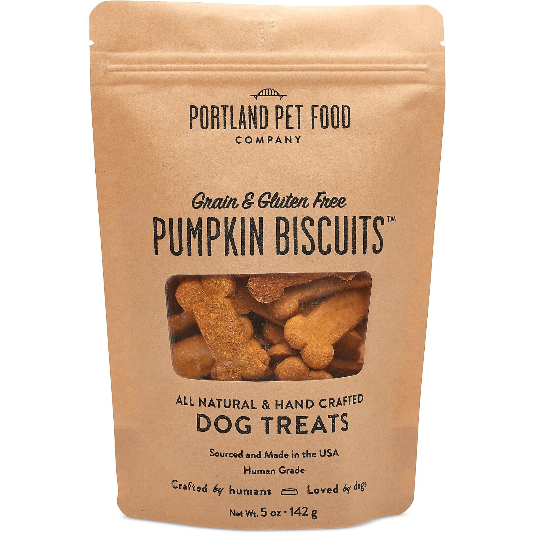 Portland Pet Food Company Pumpkin Biscuits Grain-Free & Gluten-Free Dog Treats, 5-oz bag