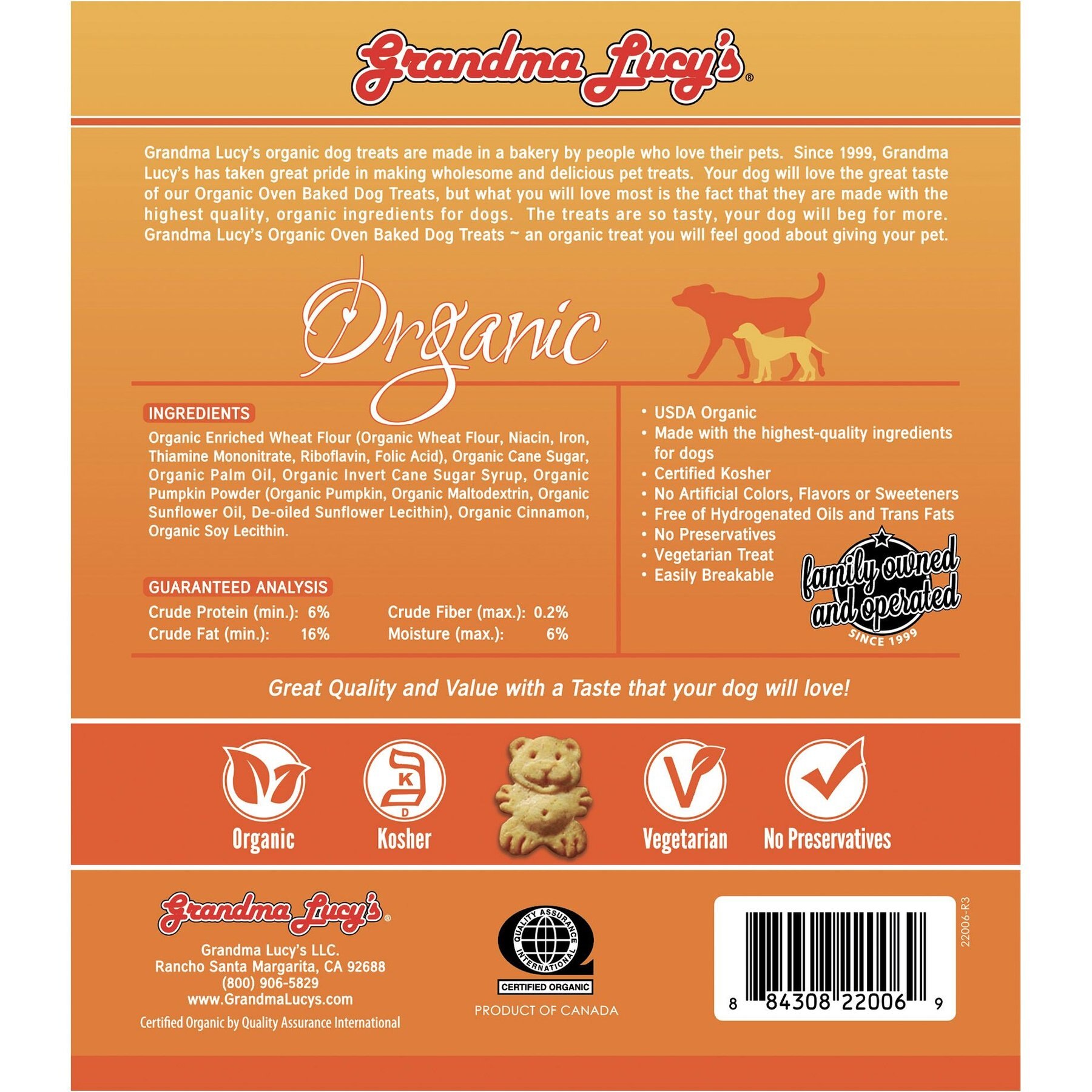 Grandma Lucy's Organic Pumpkin Oven Baked Dog Treats