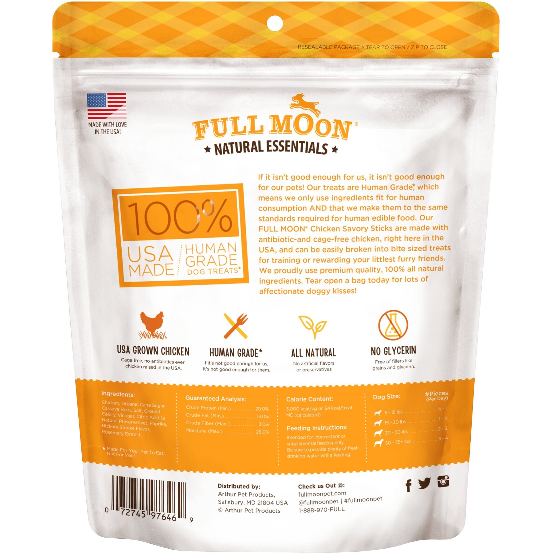 Full Moon All Natural Human Grade Chicken Savory Sticks Dog Treats