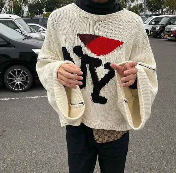 Harajuku Knitted Ugly Sweater Punk Rock Autumn/Winter Black Red Gothic Y2K Sweater Cute Hoodie 240815