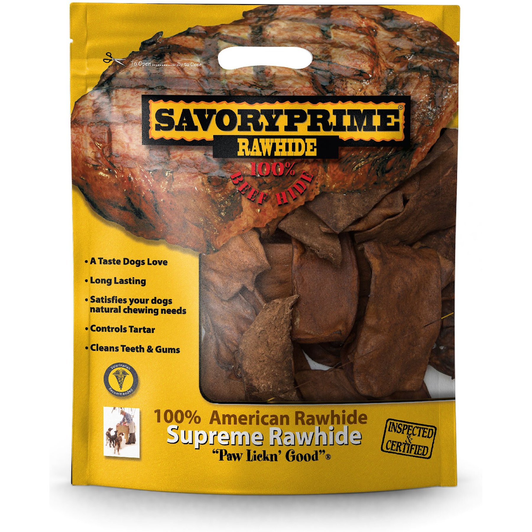Savory Prime Beef Rawhide Chips Dog Treats