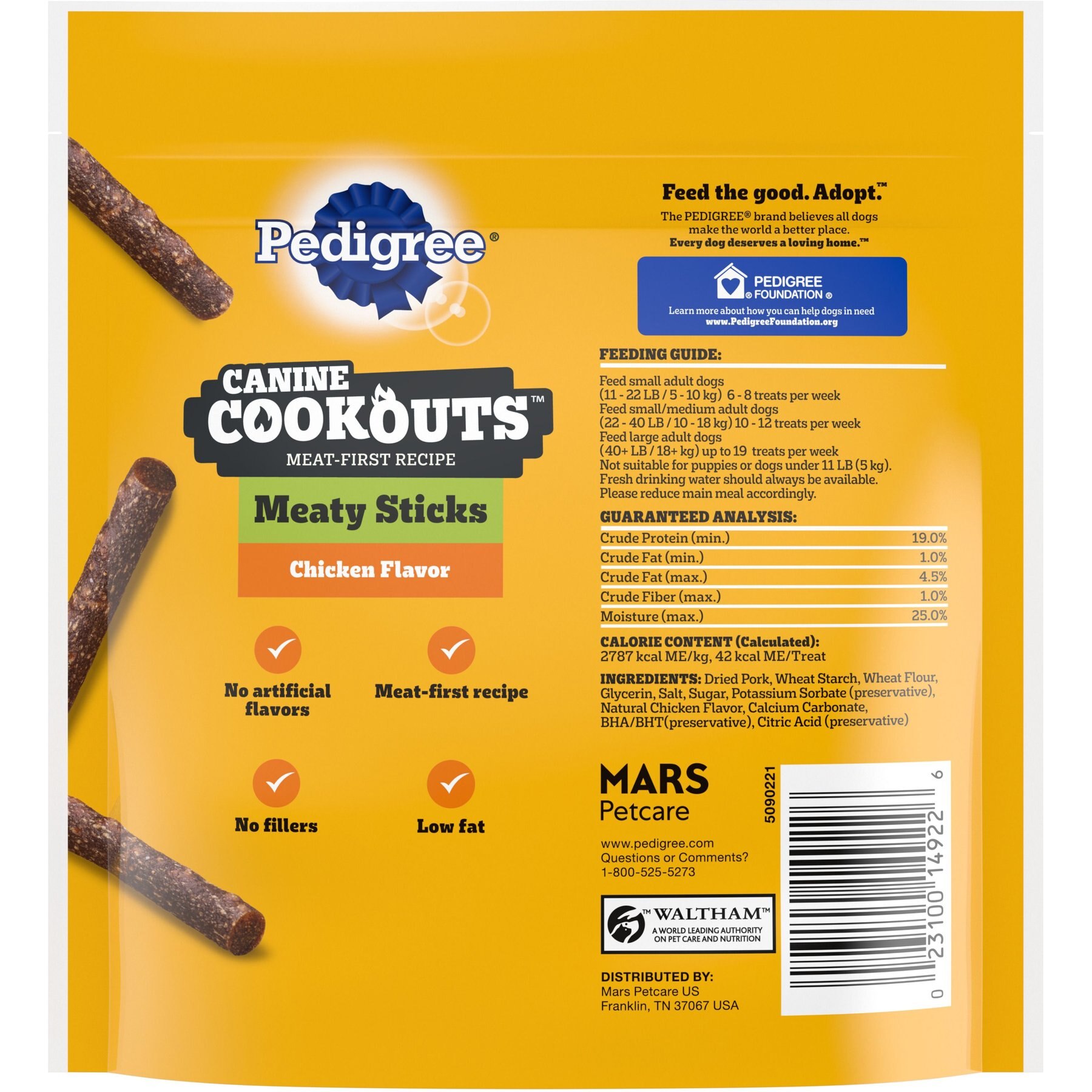 Pedigree Canine Cookout Chicken Flavored High-Protein Adult Meaty Sticks Soft Dog Treats