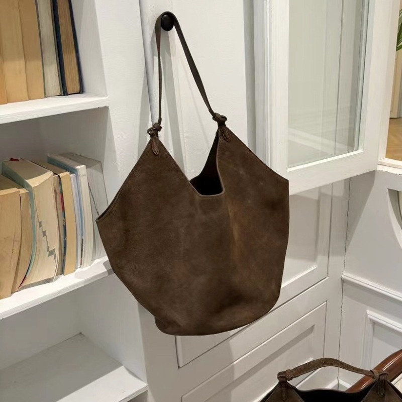 Frost Large Capacity Personalized All-Match Handbags Leather Texture Korea Elegant Bucket Minority Simple Exposure Women Totes Genuine Leather
