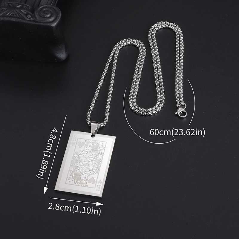 Pendant Necklaces Fashion Rock Playing Card Ace/king of Spades Stainless Steel Pendant Necklace for Men Personality Trend Punk Jewelry Y240420
