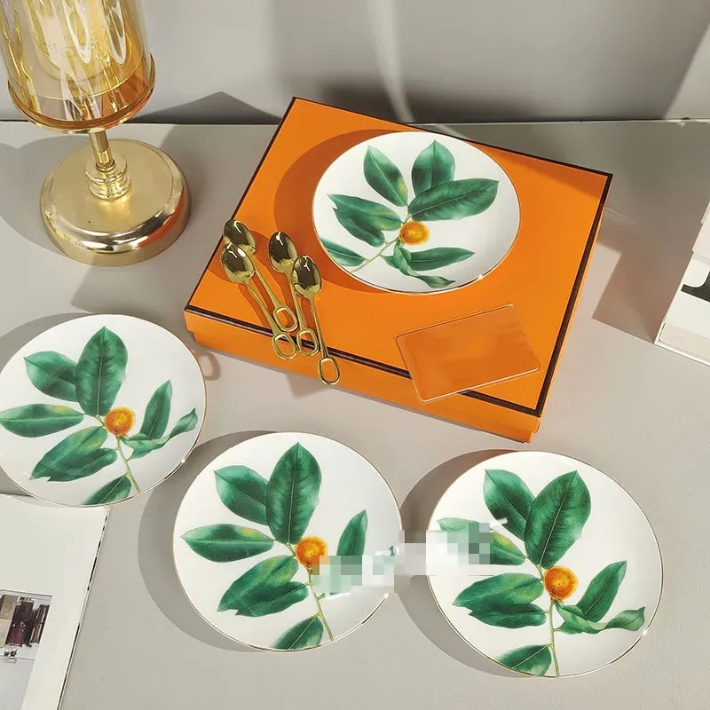 Bone china plate, birthday cake, party plate, tableware, fruit steak plate, original standard spoon plate