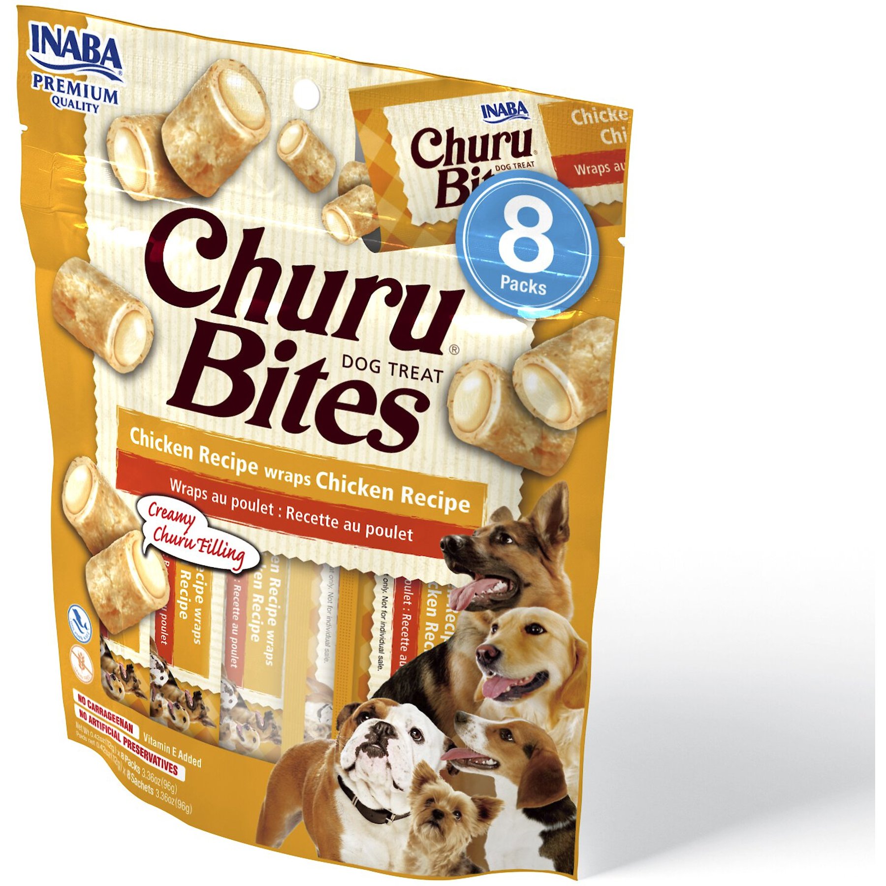 Inaba Churu Bites Wraps Chicken Recipe Grain-Free Soft & Chewy Dog Treats, 0.42-oz, pack of 8