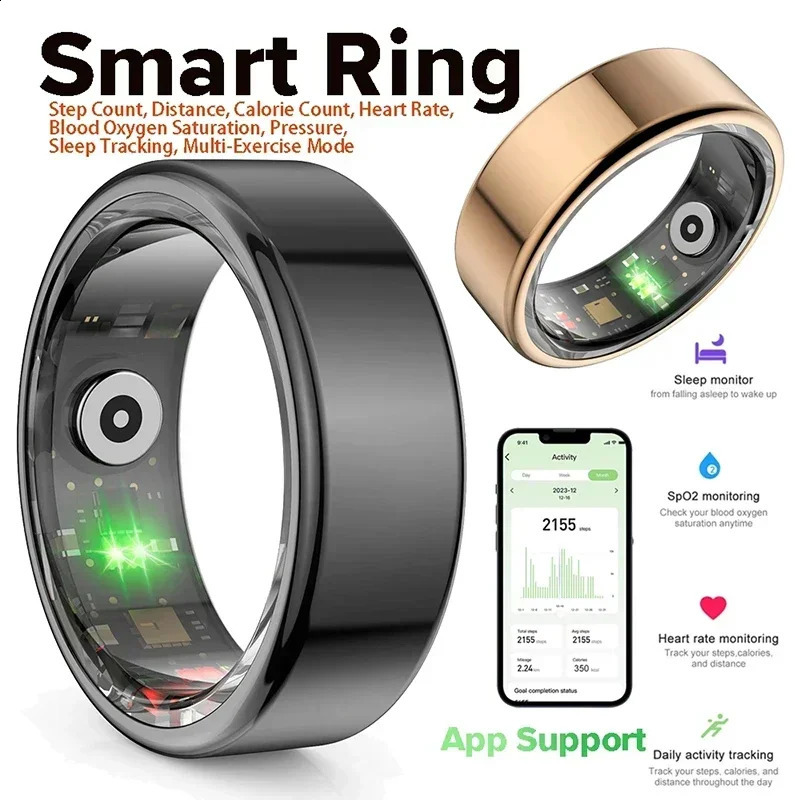 Smart ring suitable for mens military grade steel shell health monitoring IP68 and 3ATM waterproof multi sport mode 241121