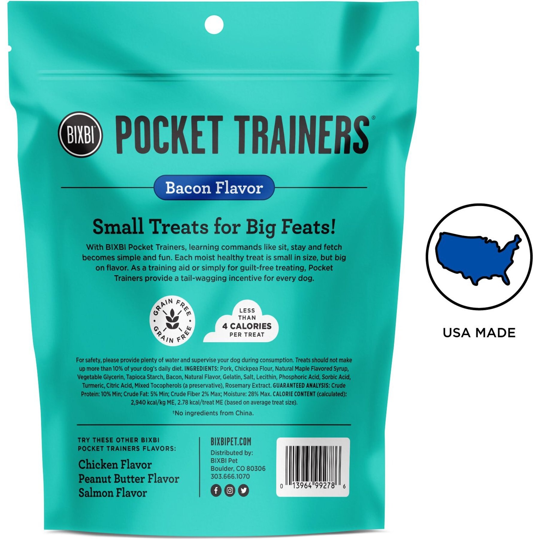 BIXBI Pocket Trainers Bacon Flavor Grain-Free Dog Treats