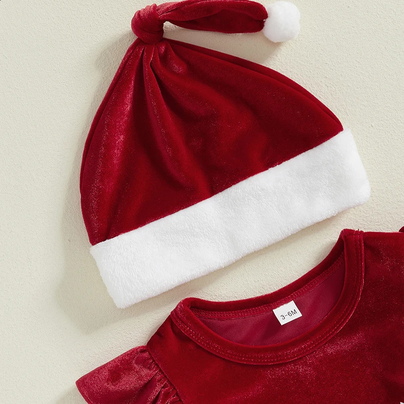 Citgeett winter baby Christmas clothing letter printing long sleeved jumpsuit flash pants hat autumn Christmas clothing set 241121