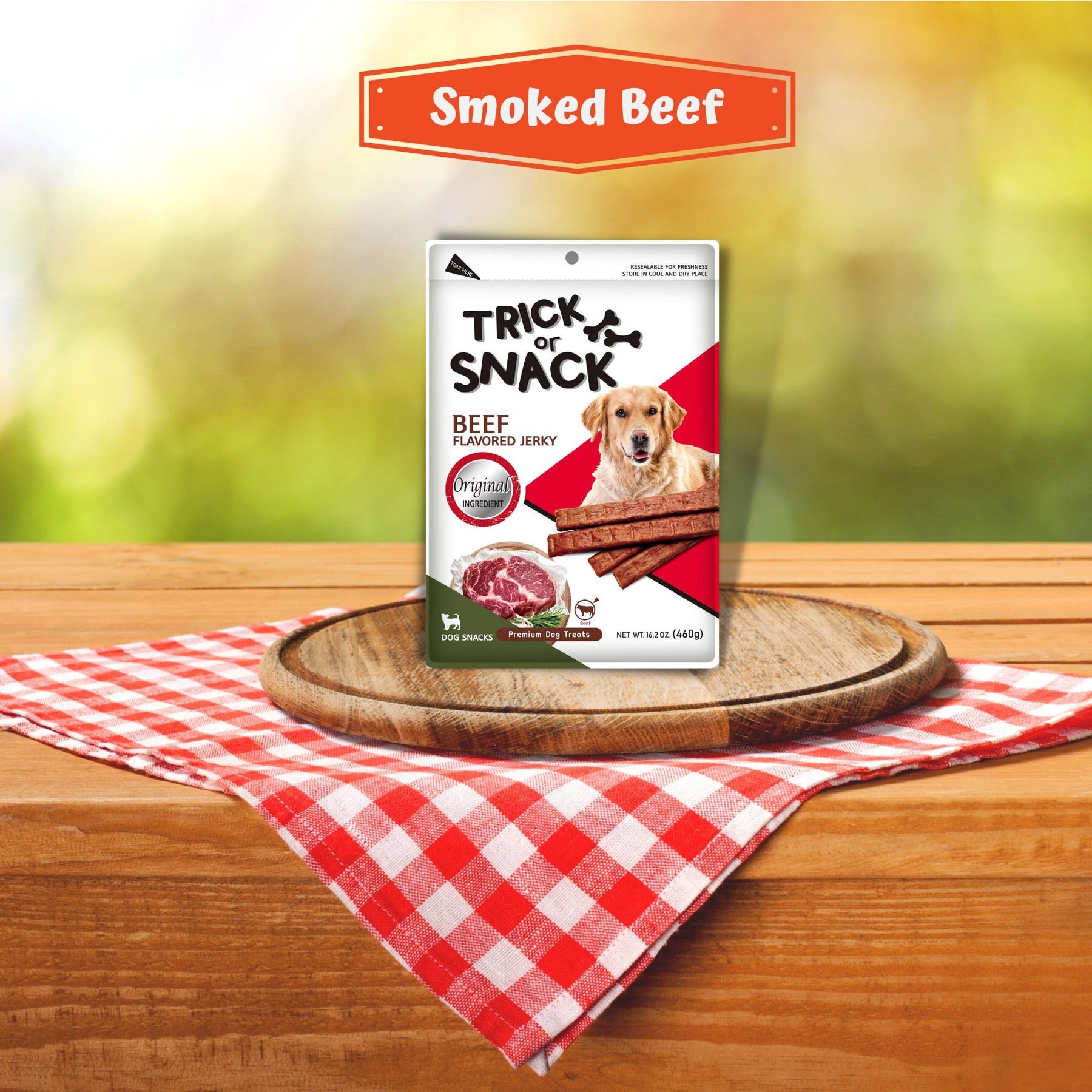 Trick or Snack Natural Smoked Delicious Soft Tender Nutritious Healthy Beef Original Jerky Dog Treat, 1-lb bag