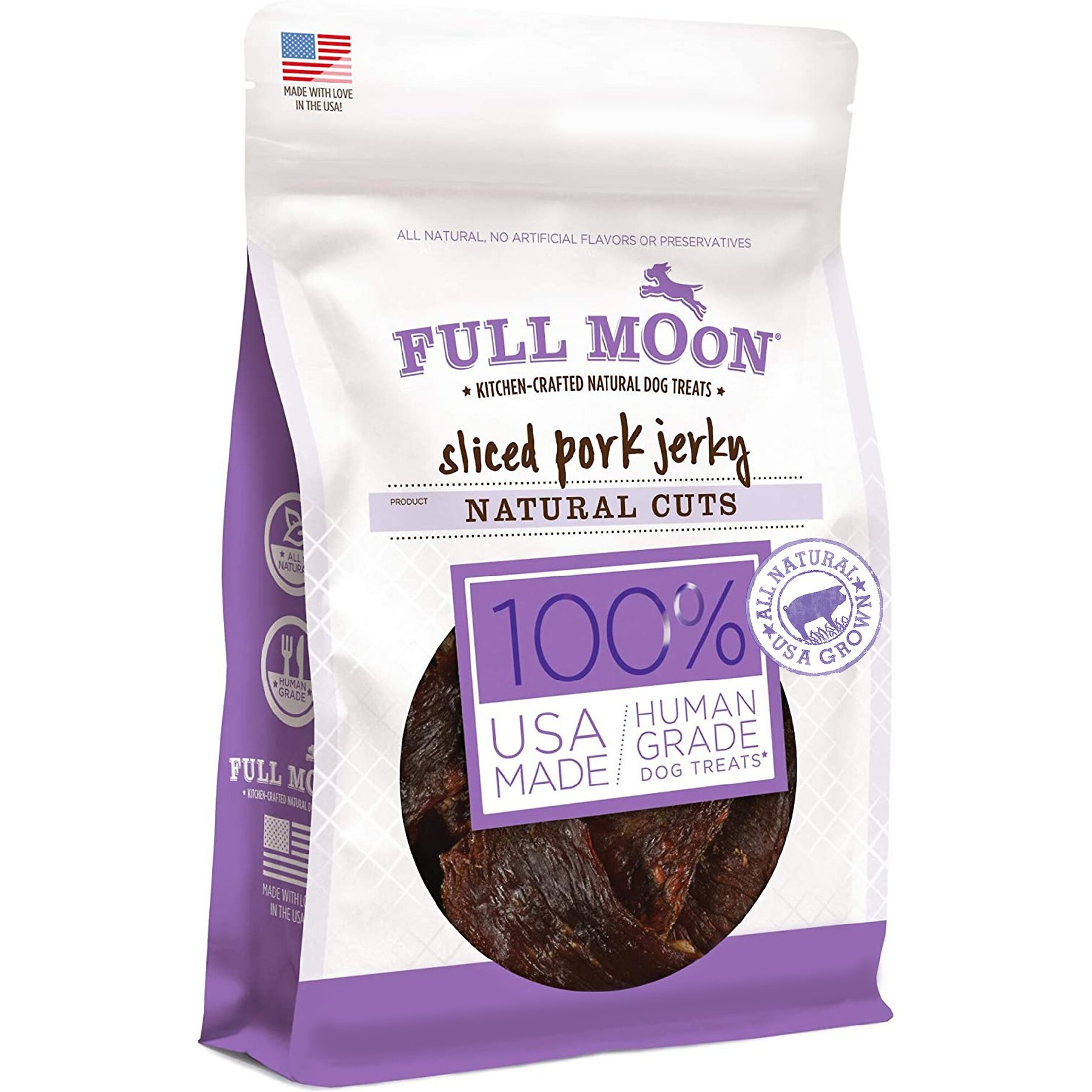 Full Moon Natural Cuts Sliced Pork Jerky Human-Grade Dog Treats