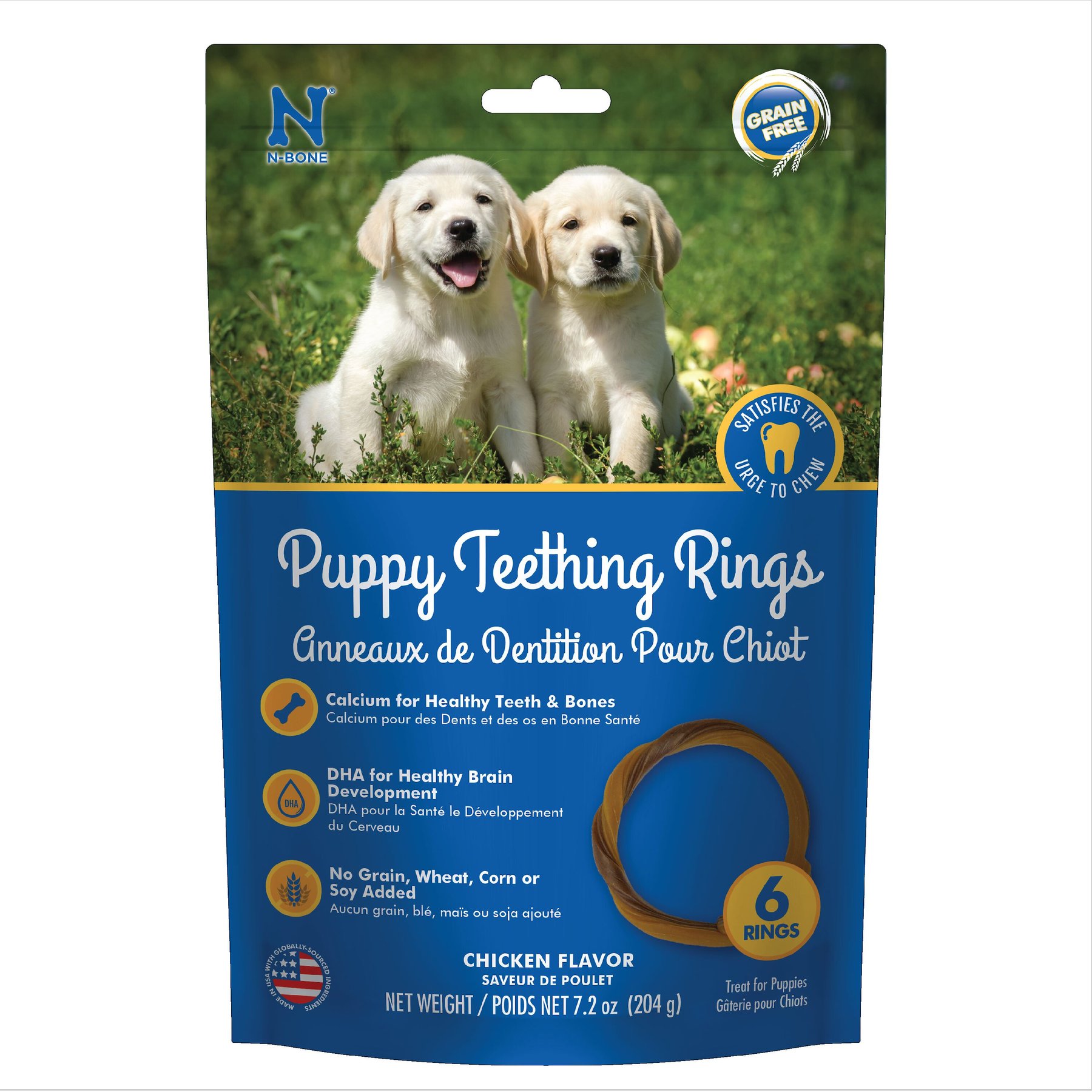 N-Bone Puppy Teething Ring Chicken Flavor Grain-Free Dental Dog Treats