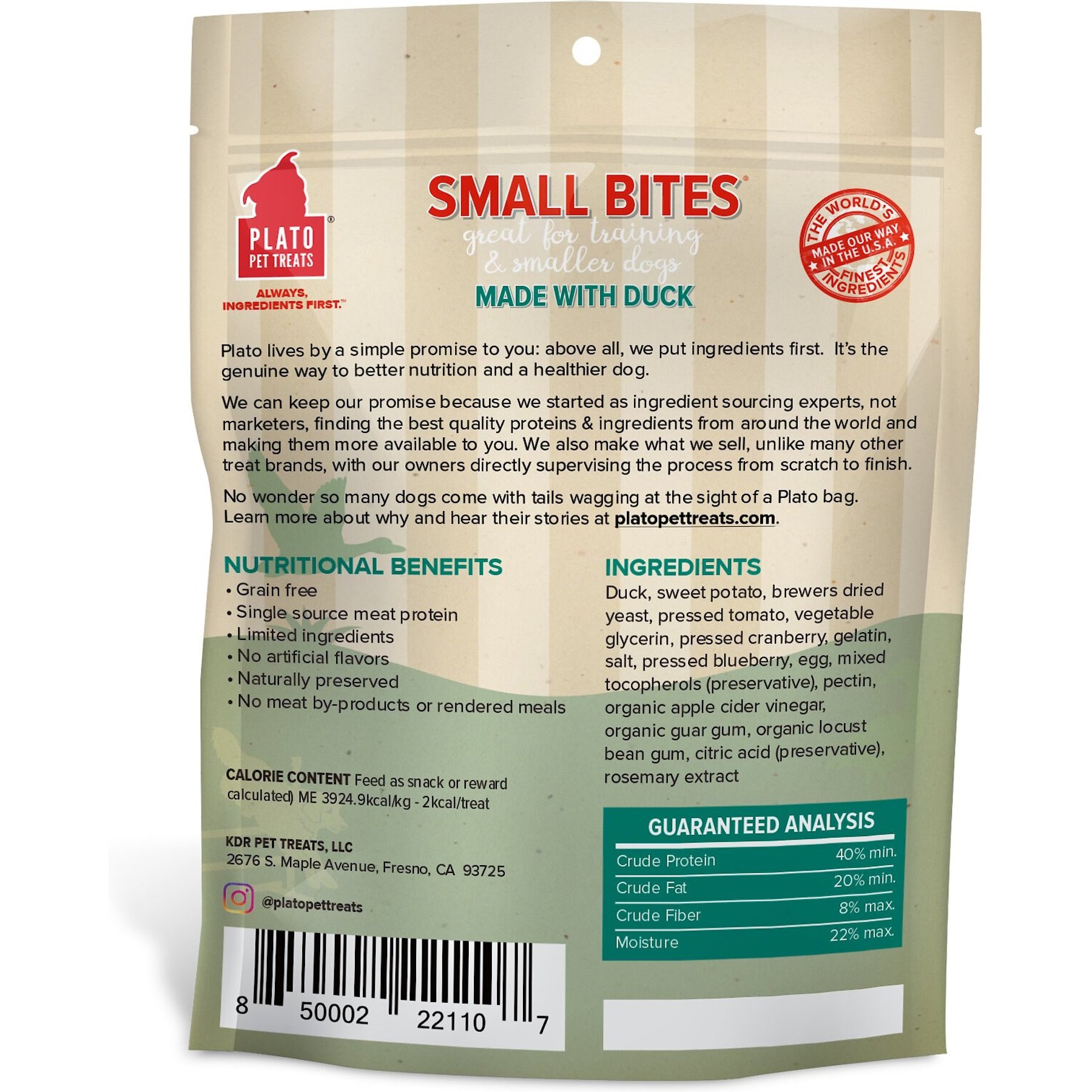 Plato Small Bites Duck Grain-Free Dog Treats