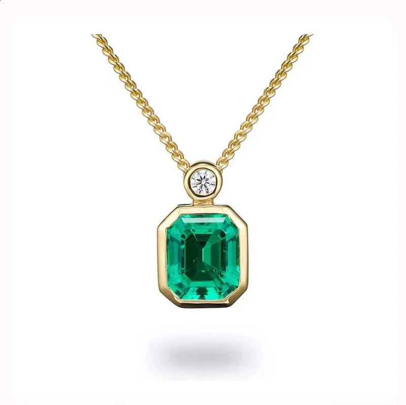 S925 sterling silver inlaid jade square necklace pendant sweet lightweight style womens necklace 241120