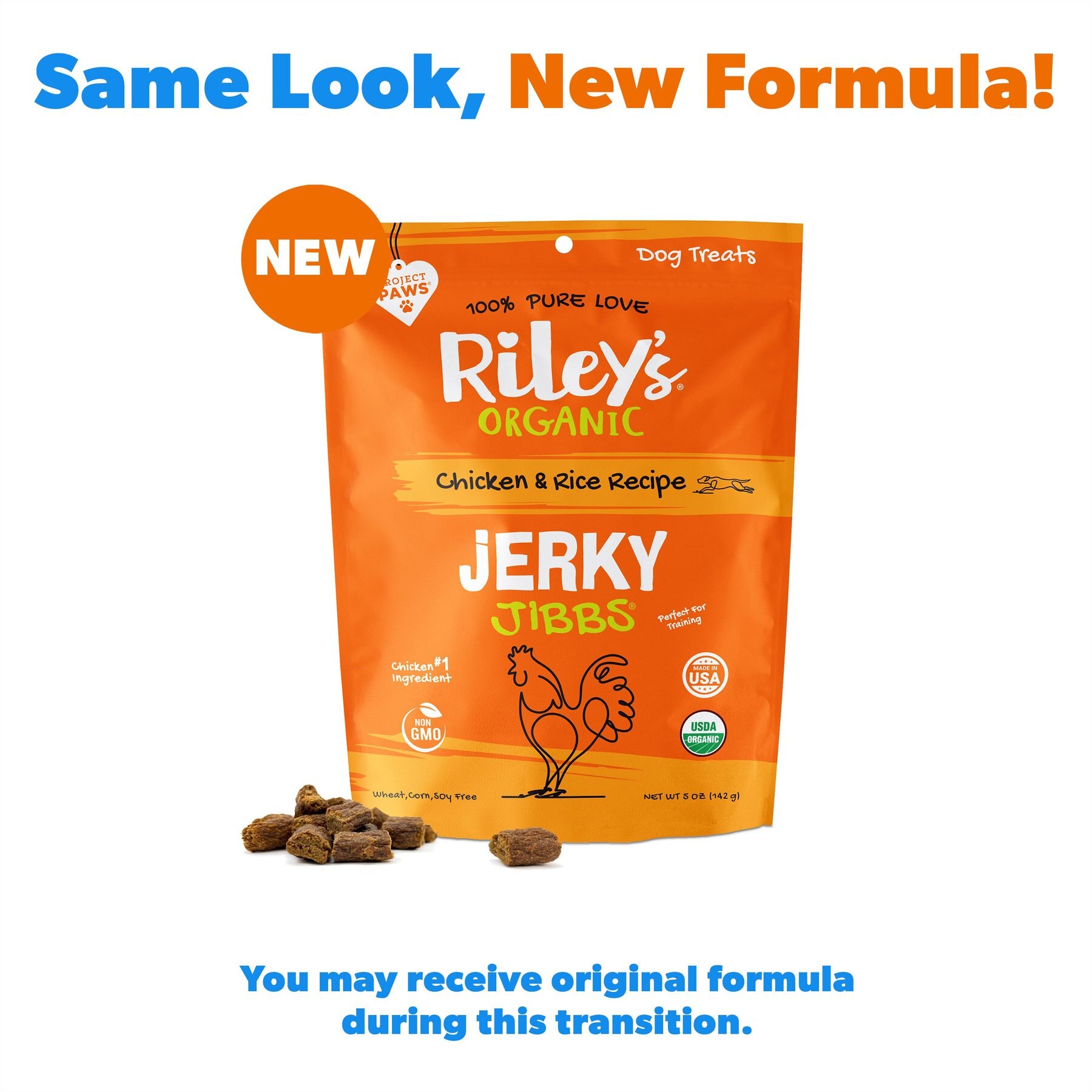 Riley's Jerky Jibbs Chicken & Rice Recipe Dog Treats, 5-oz pouch