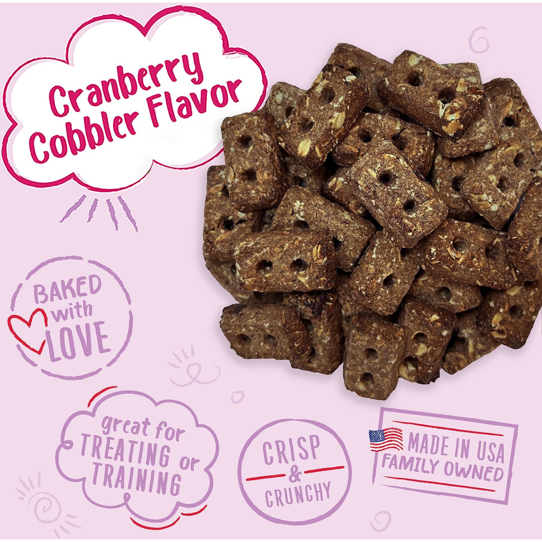 Charlee Bear Bearnola Bites Cranberry Cobbler Flavor Dog Treats, 8-oz bag