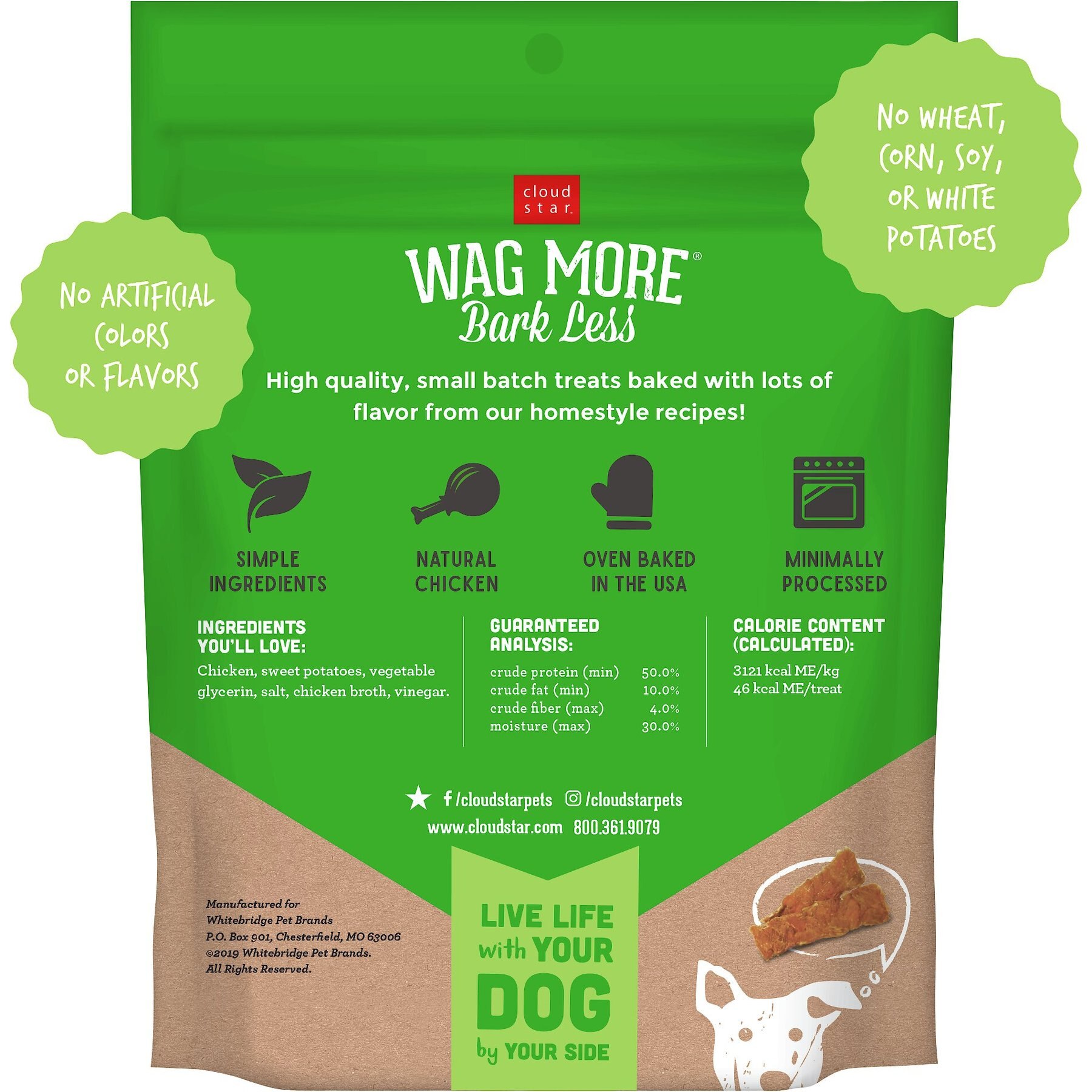 Cloud Star Wag More Bark Less Chicken & Sweet Potato Recipe Grain-Free Jerky Dog Treats