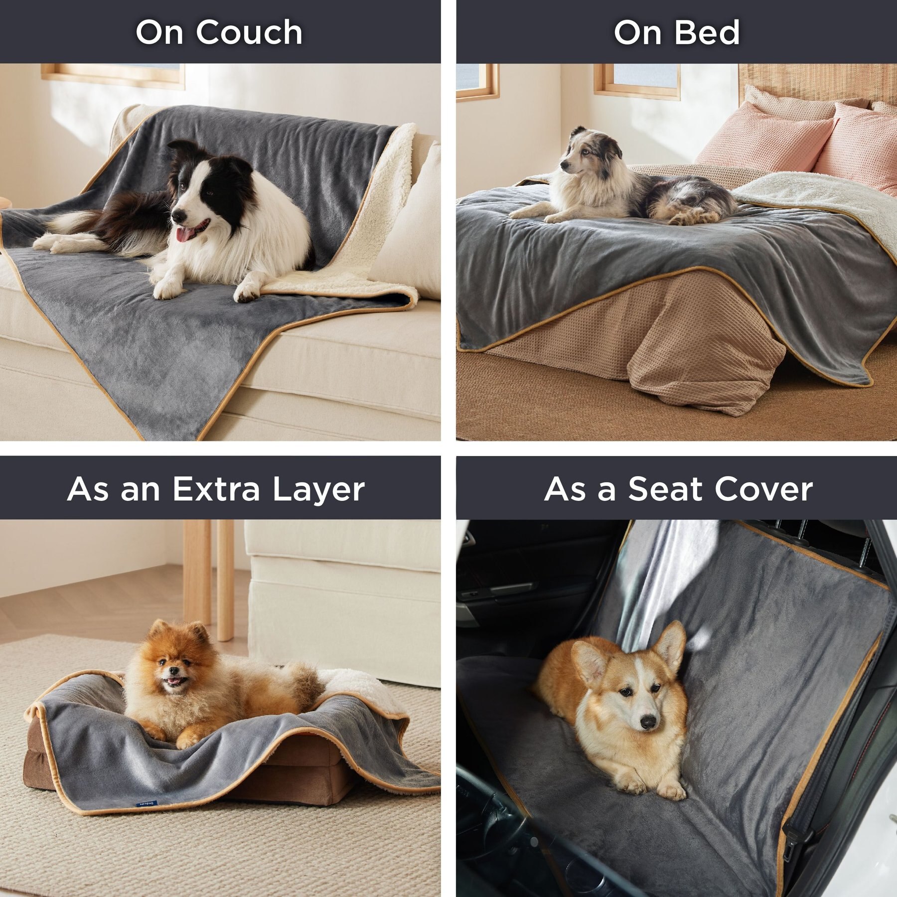 Bedsure Waterproof Sherpa Fleece Reversible Furniture Protector Dog & Cat Throw Blanket