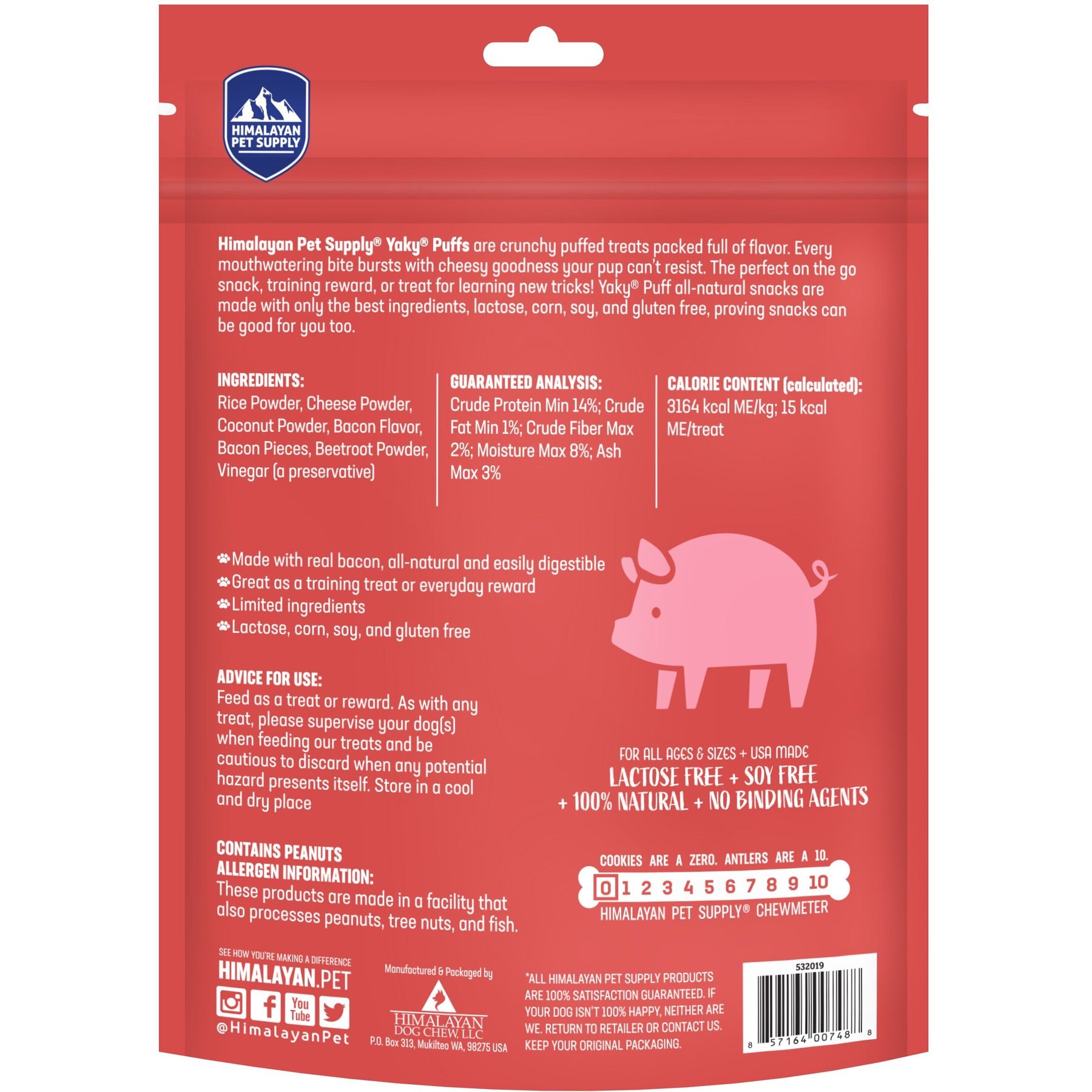 Himalayan Pet Supply Grain-Free yakyPUFF Bacon Flavor Dog Treats