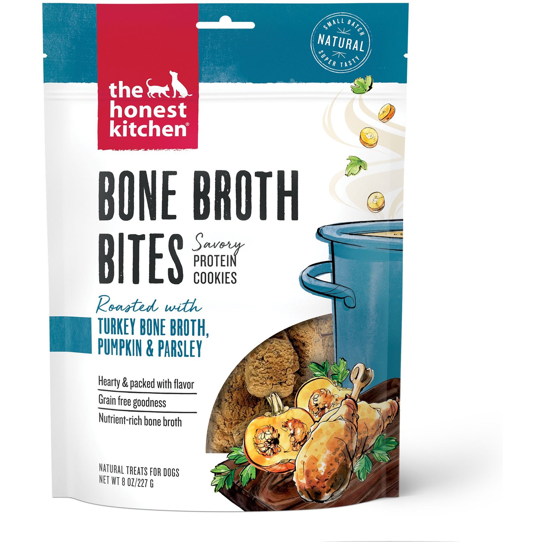 The Honest Kitchen Bone Broth Bites Roasted with Turkey Bone Broth, Pumpkin & Parsley Dog Treats