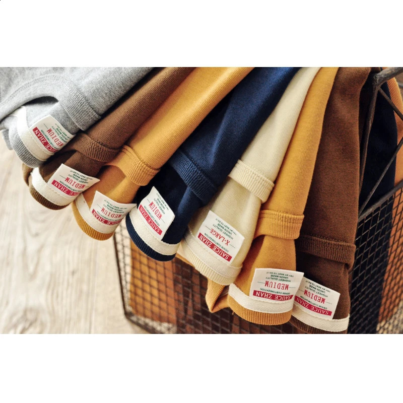 Saucezhan Tops Tees Mens T-shirt Summer Short Sleeve 5-Color Pure Cotton Anti Double Woven Fabric 340g 241118