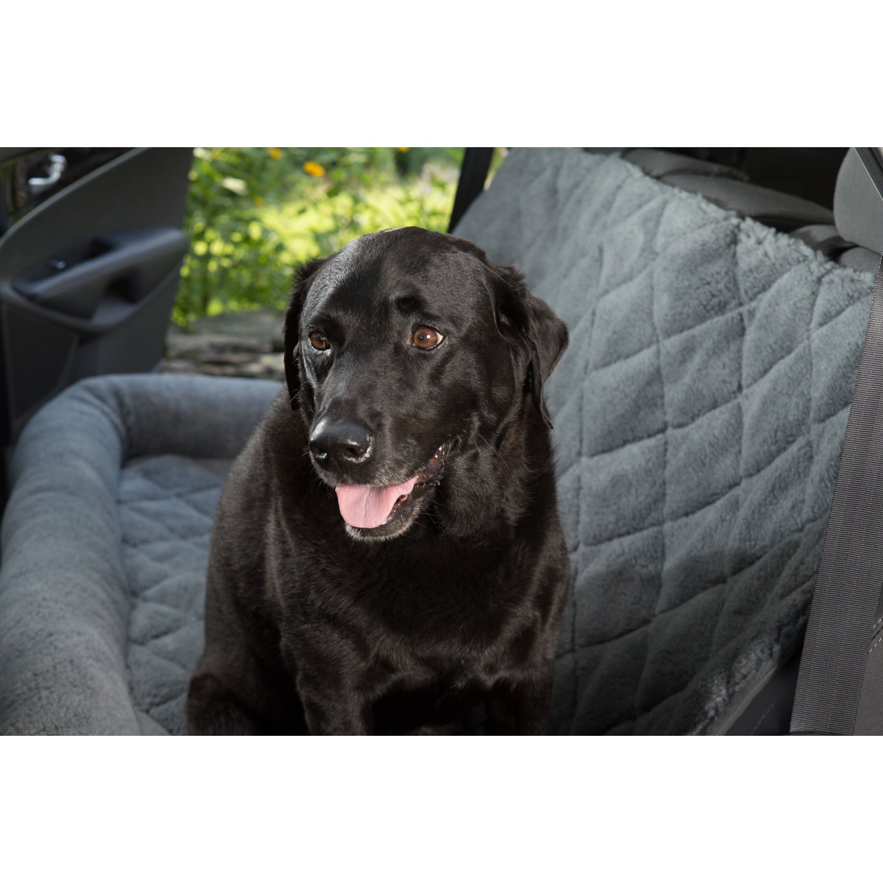 3 Dog Pet Supply Shearling Bolster Dog Car Seat Protector, Large, Gray
