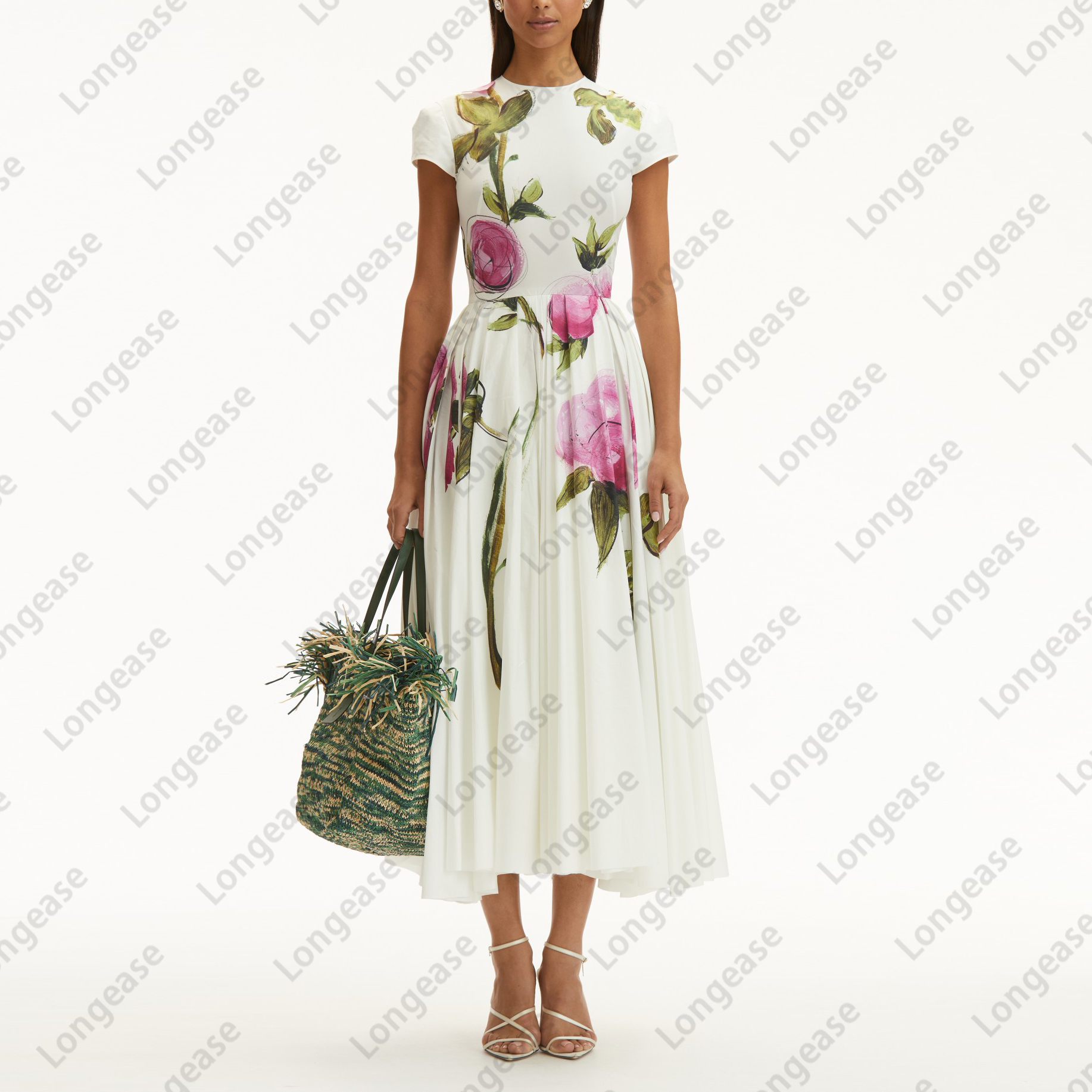 Dress dresses for woman womens dress crew neck short sleeve floal printed womens designer clothing birthday dresses designer dresses summer dress luxury dress