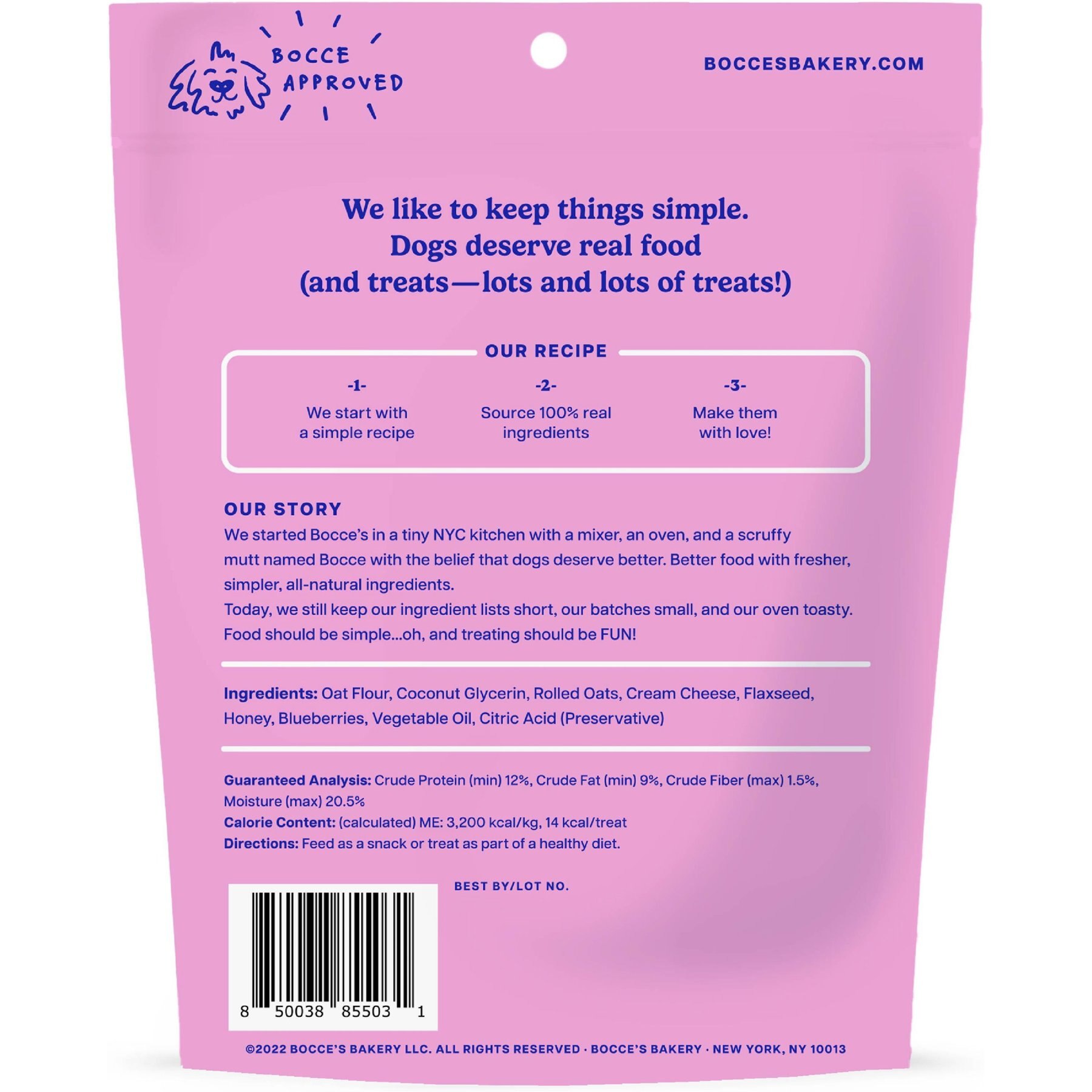 Bocce's Bakery Berries & Cream Soft & Chewy Dog Treats, 6-oz bag