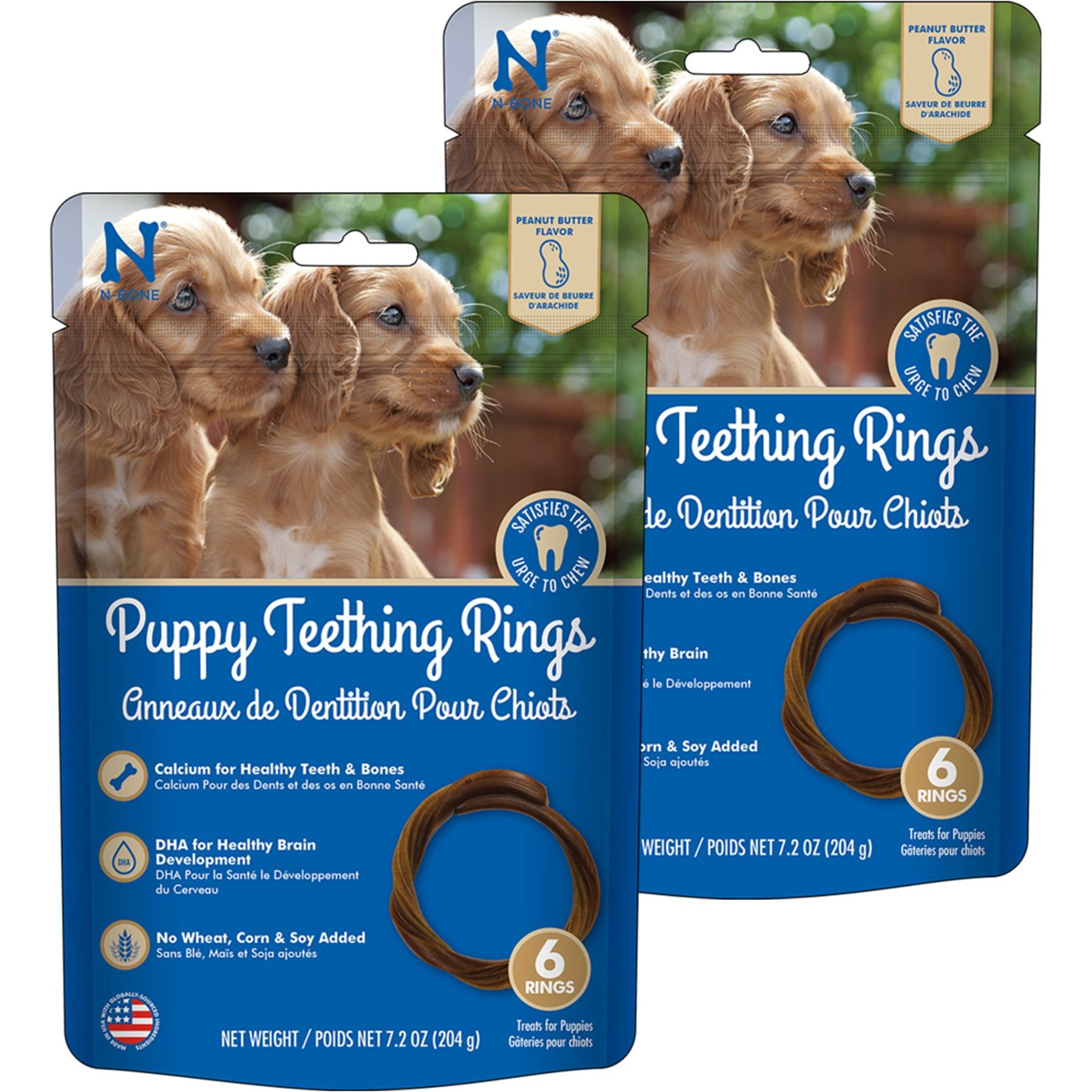 N-Bone Puppy Teething Rings Peanut Butter Flavor Dental Dog Treats