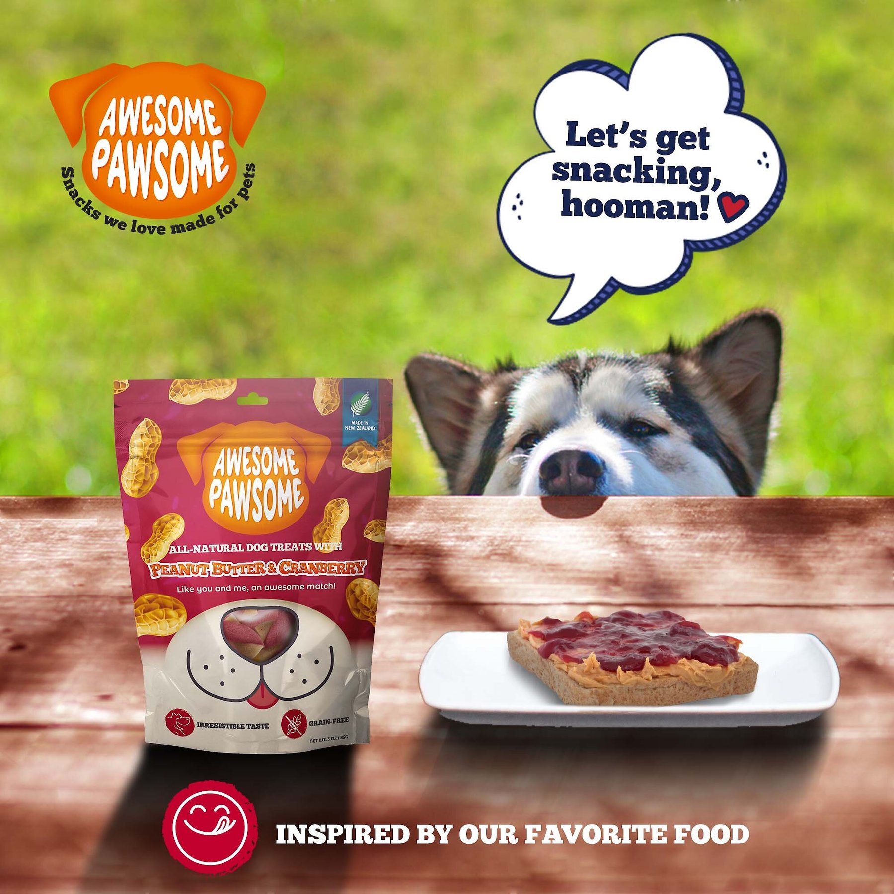 Awesome Pawsome Peanut Butter & Cranberry Dog Treats, 3-oz bag