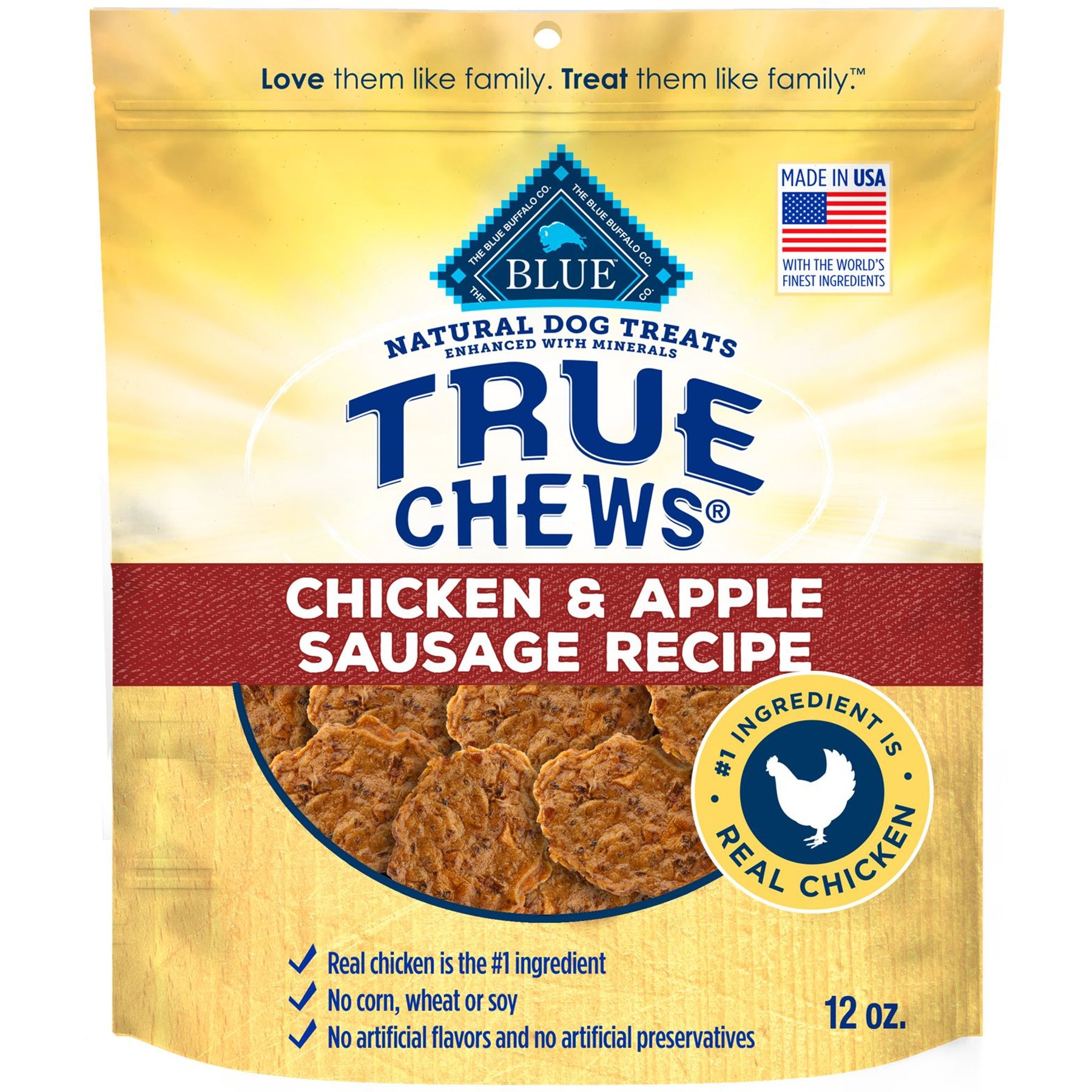 Blue Buffalo True Chews Natural Chicken & Apple Sausage Dog Treats