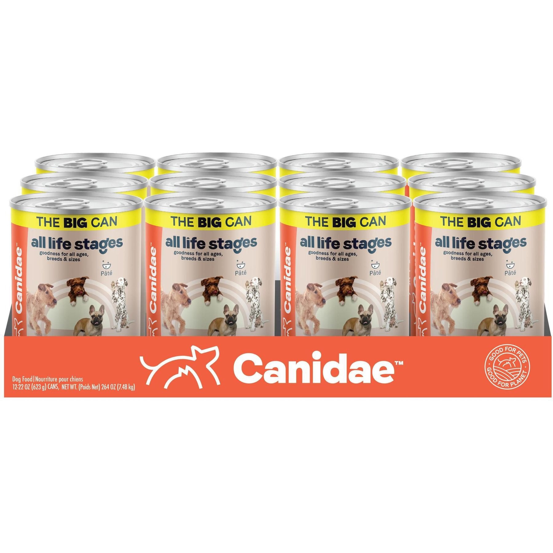 CANIDAE All Life Stages Multi-Protein Formula Chicken, Lamb & Fish Wet Dog Food, 22-oz can, case of 12