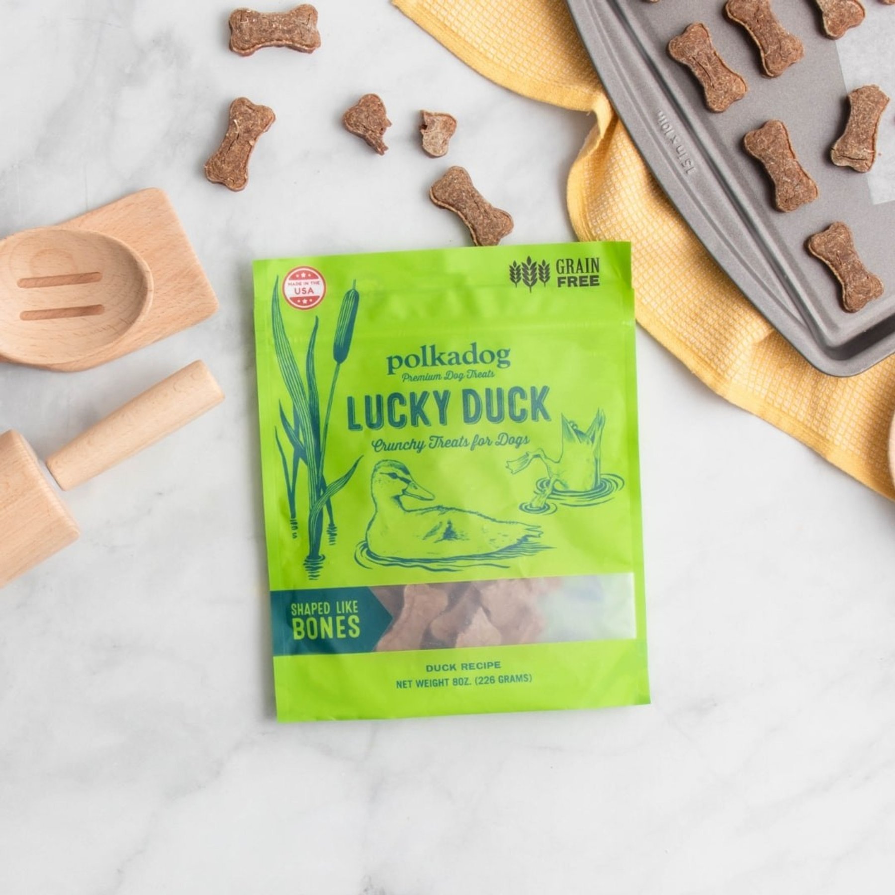 Polkadog Lucky Duck Bone Shaped Dehydrated Dog Treats