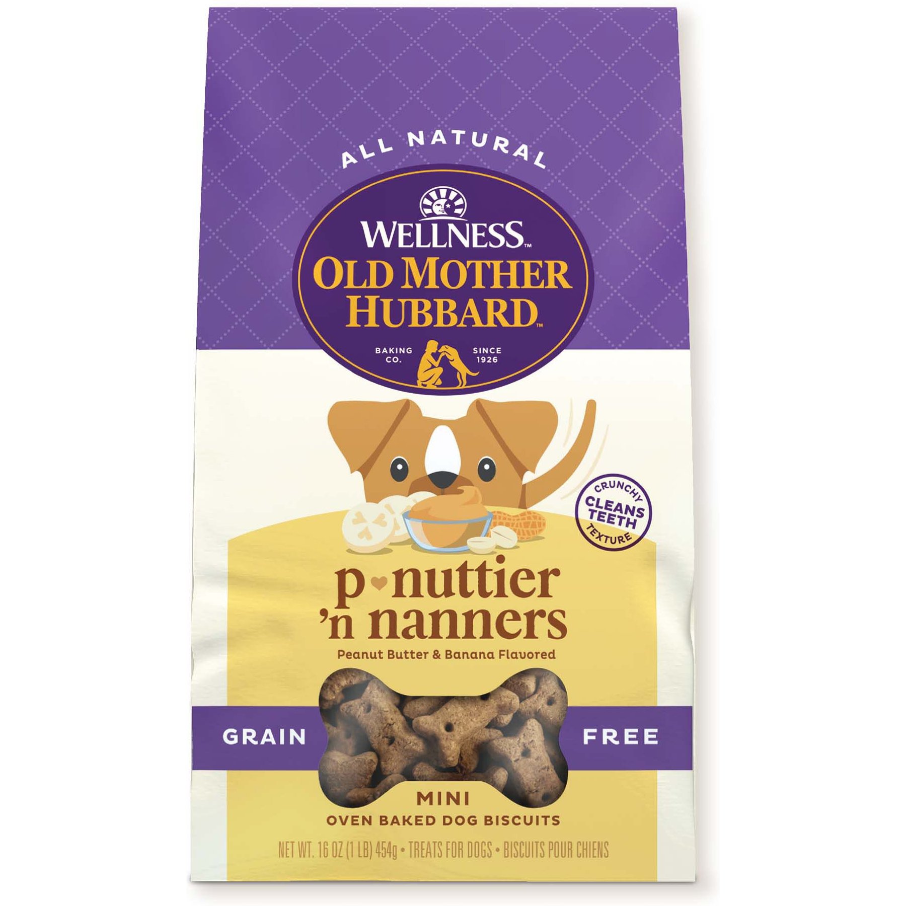 Old Mother Hubbard by Wellness Classic P-Nuttier 'N Nanners Grain-Free Mini Oven-Baked Biscuits Dog Treats