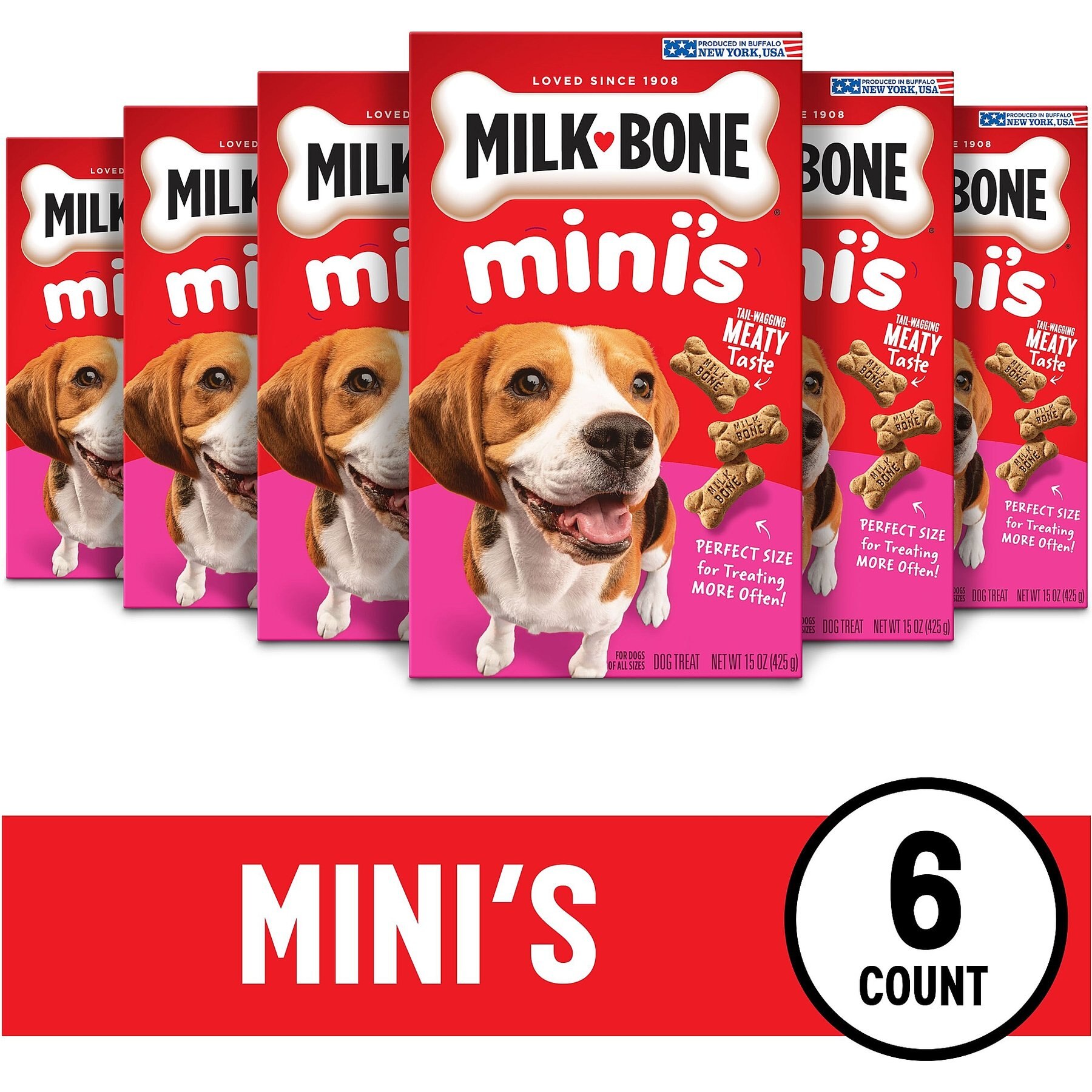 Milk-Bone Mini's Original Dog Biscuits Treats, 15-oz bag, case of 6