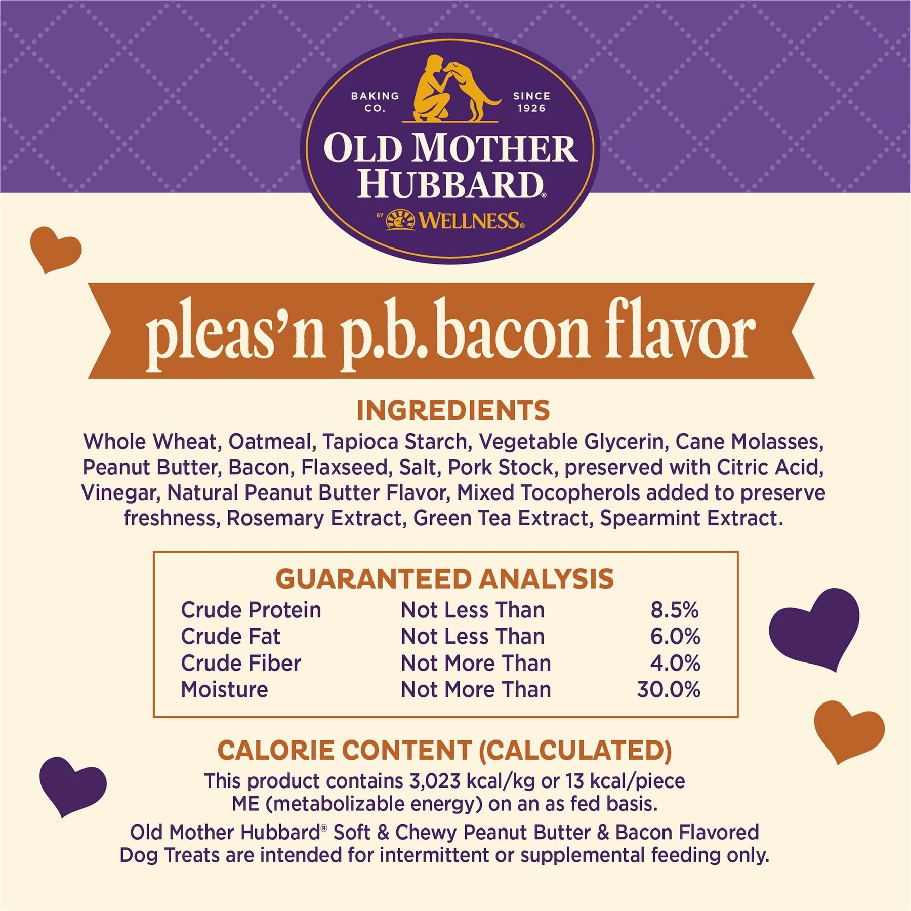 Old Mother Hubbard by Wellness Soft & Chewy Pleas'n P.B.Bacon Natural Mini Oven-Baked Biscuits Dog Treats