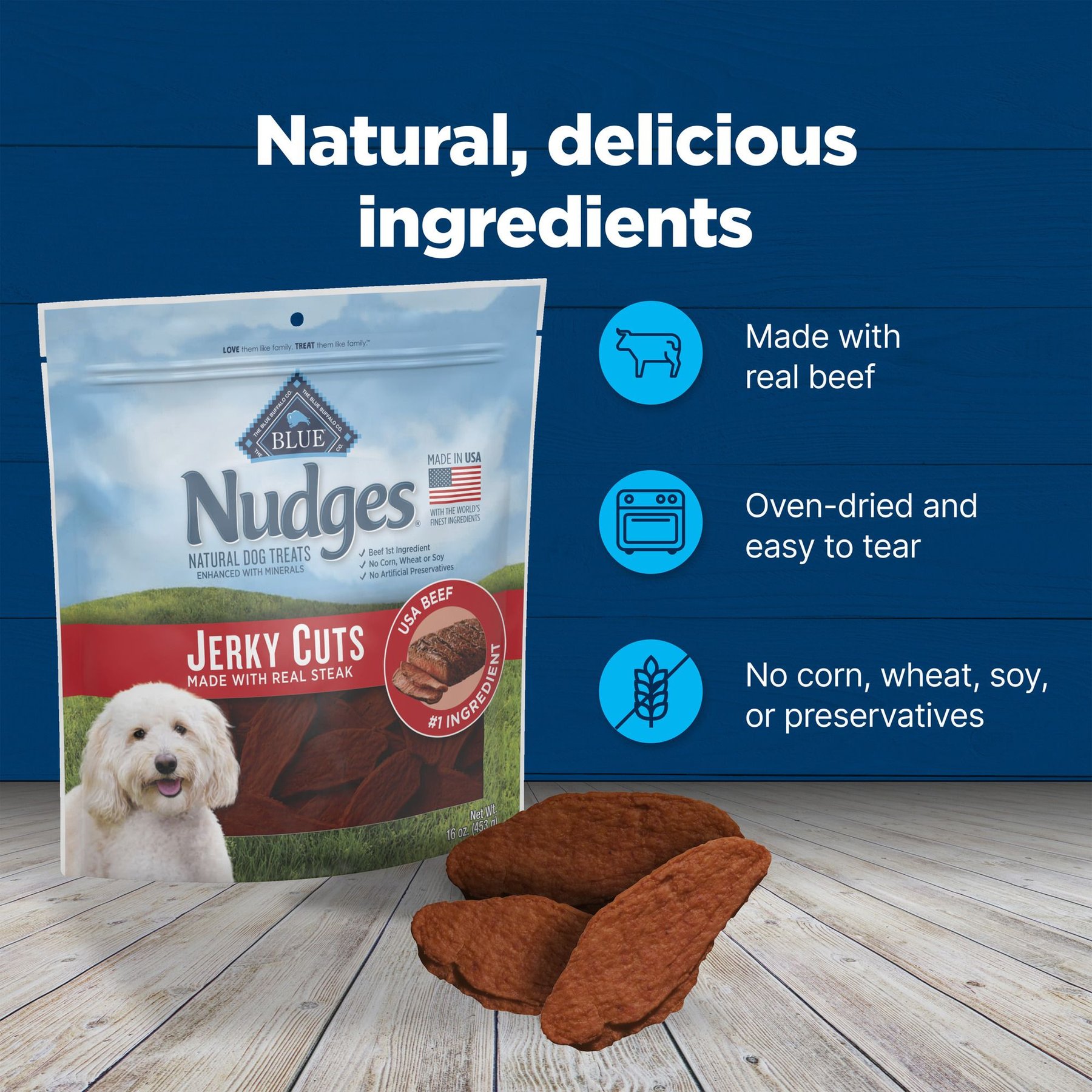 Blue Buffalo Nudges Jerky Cuts Beef Dog Treats
