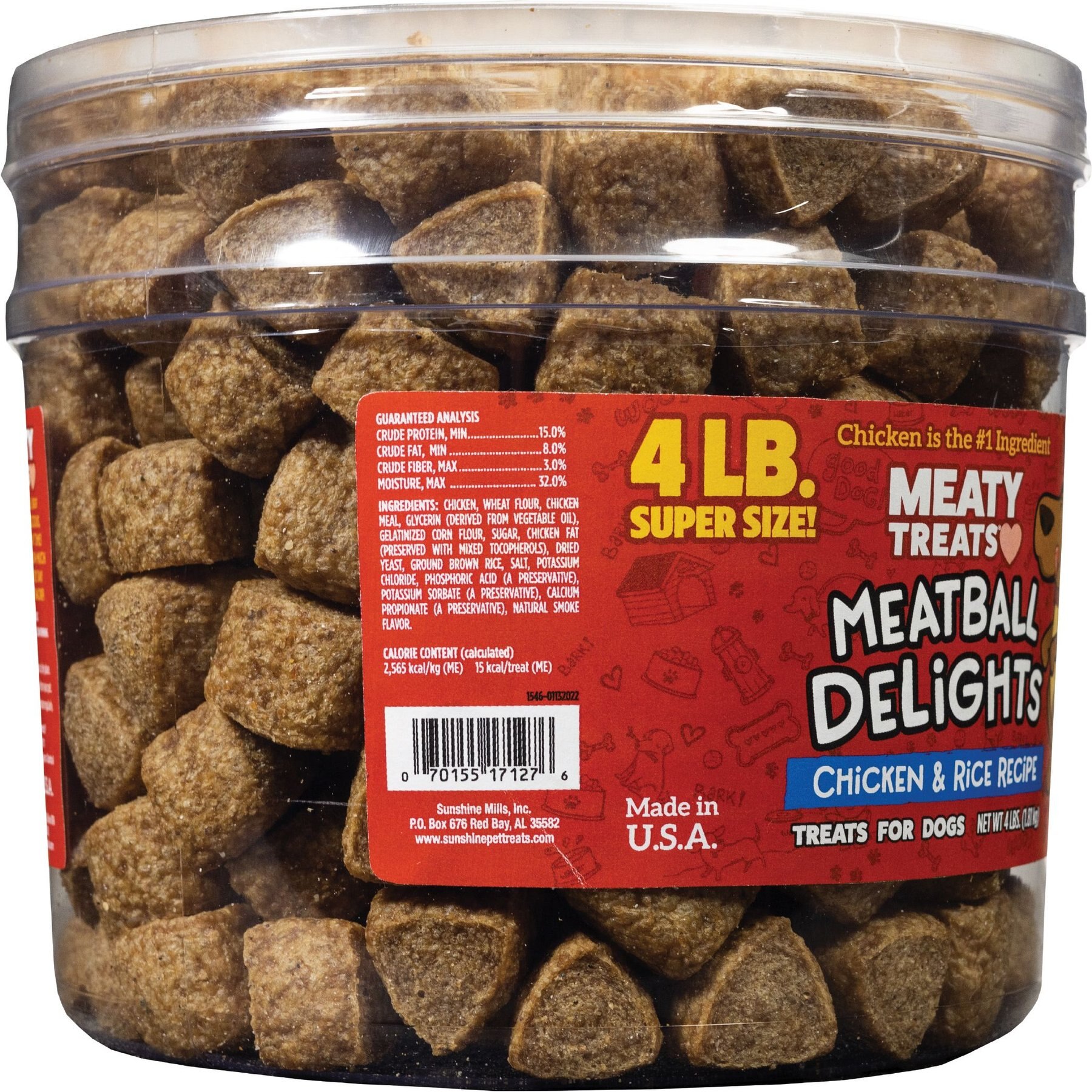Meaty Treats Meatball Delights Smoked Chicken & Rice Recipe Soft & Chewy Dog Treats
